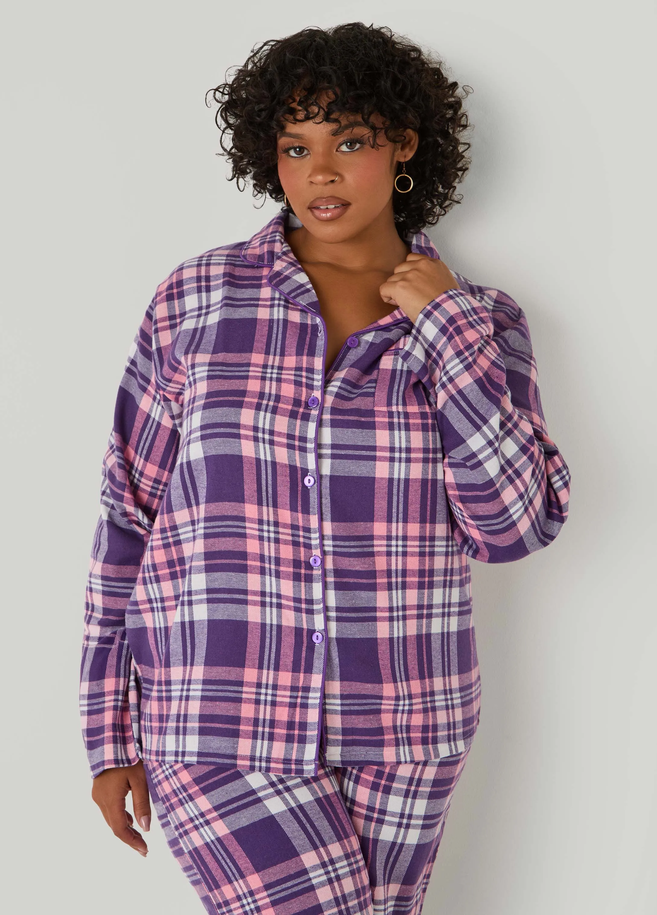 UnBearably Cute Plaid Pajama Set sold by Ashley Stewart product image thumbnail 3
