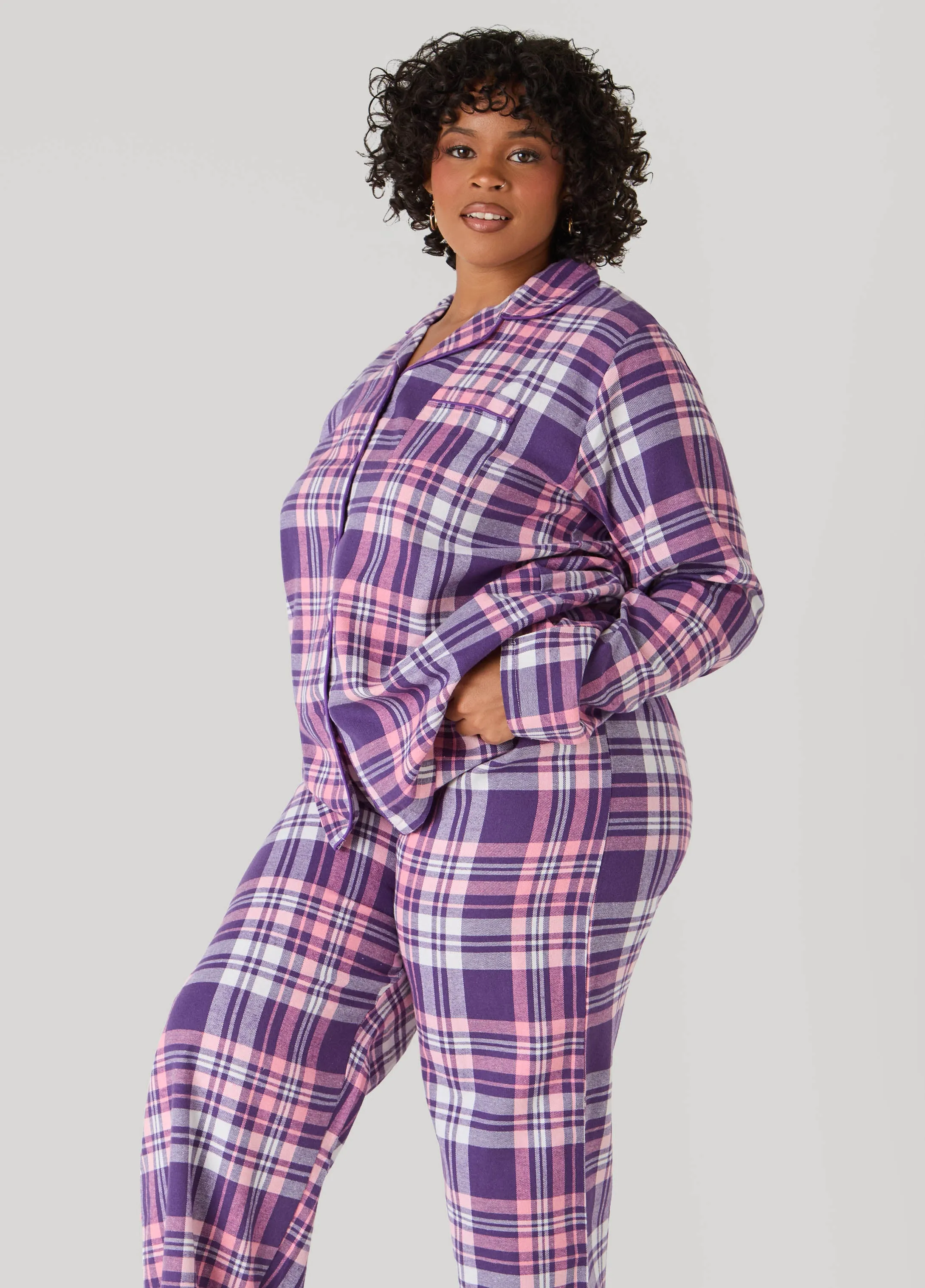 UnBearably Cute Plaid Pajama Set sold by Ashley Stewart product image thumbnail 2