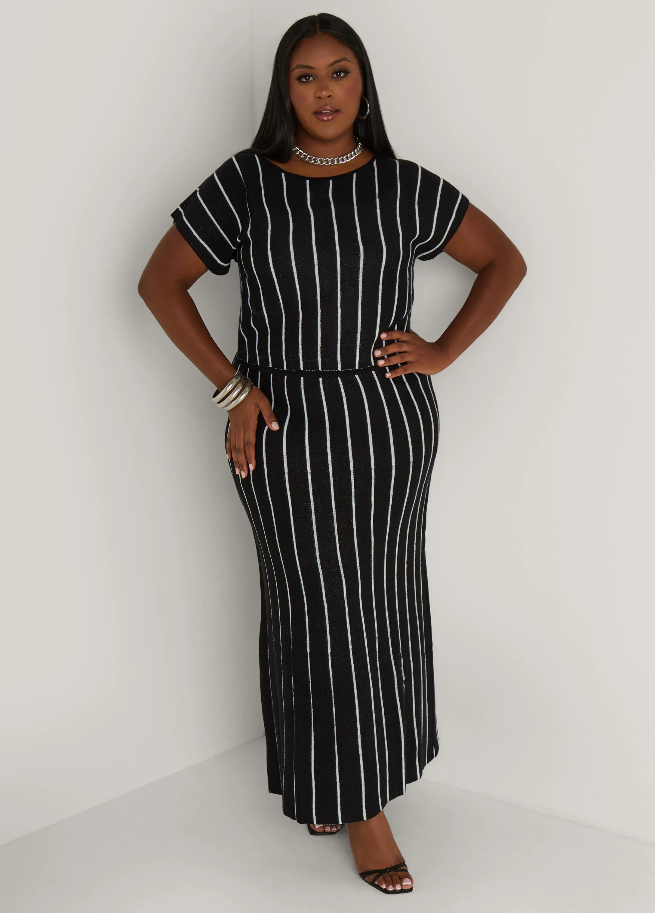 Striped Intarsia Sweater Skirt sold by Ashley Stewart product image thumbnail 2