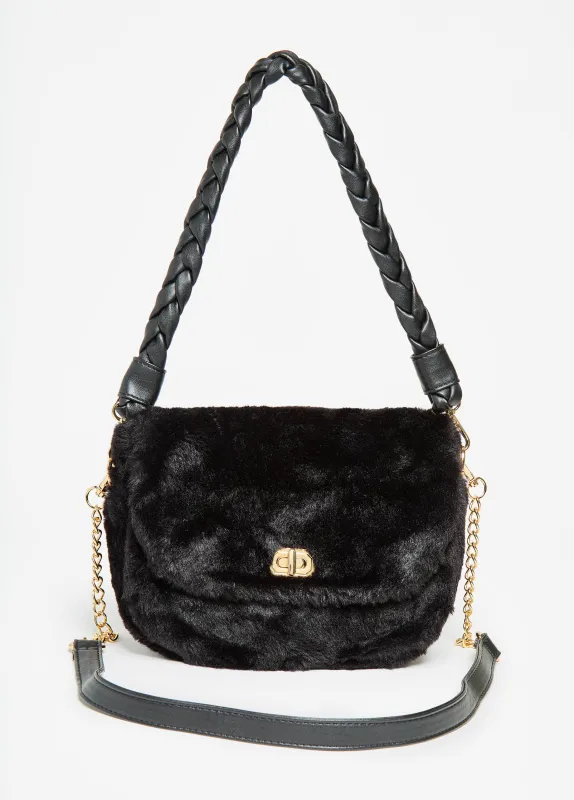 Front Flap Faux Fur Shoulder Bag sold by Ashley Stewart
