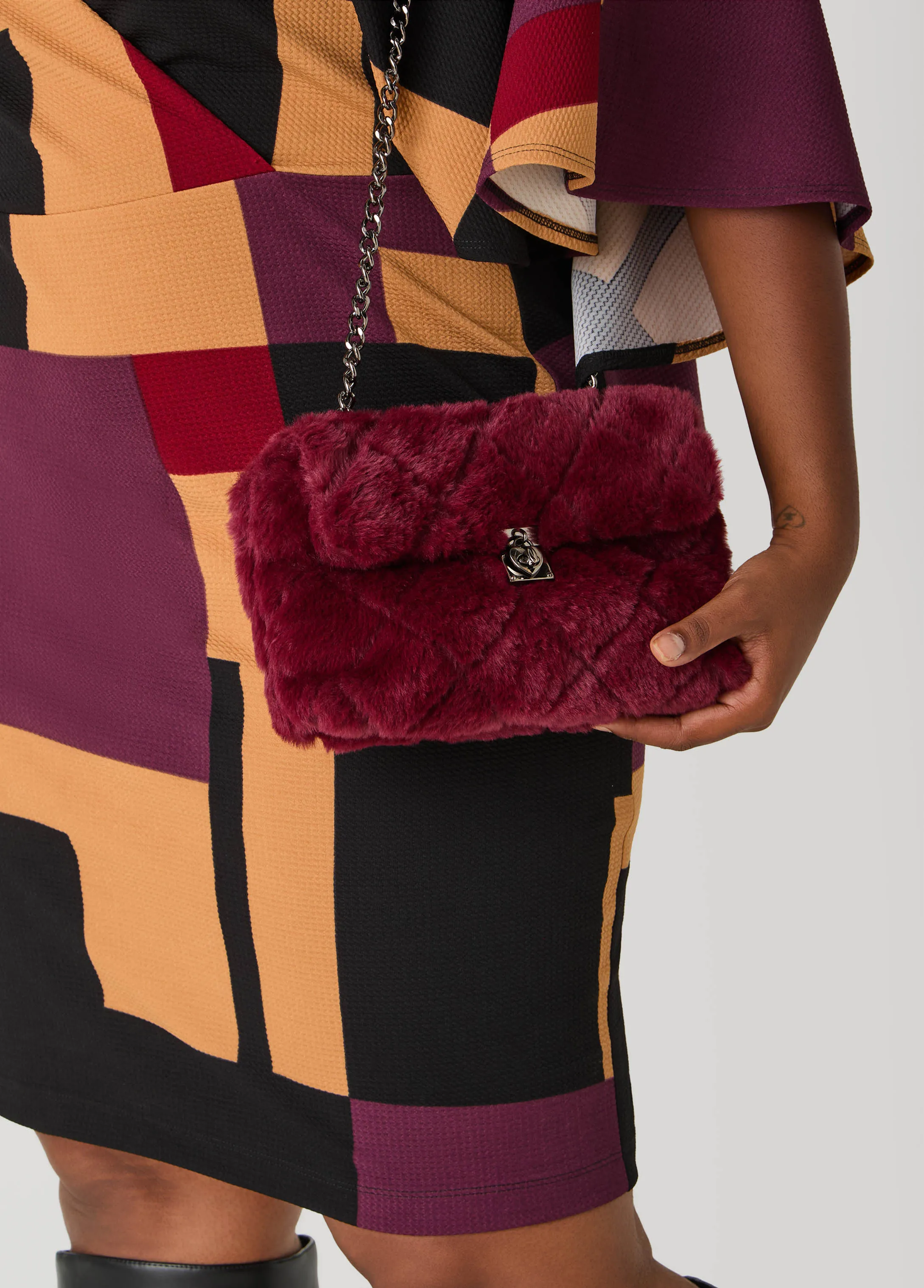 Faux Fur Front Flap Shoulder Bag sold by Ashley Stewart product image thumbnail 3