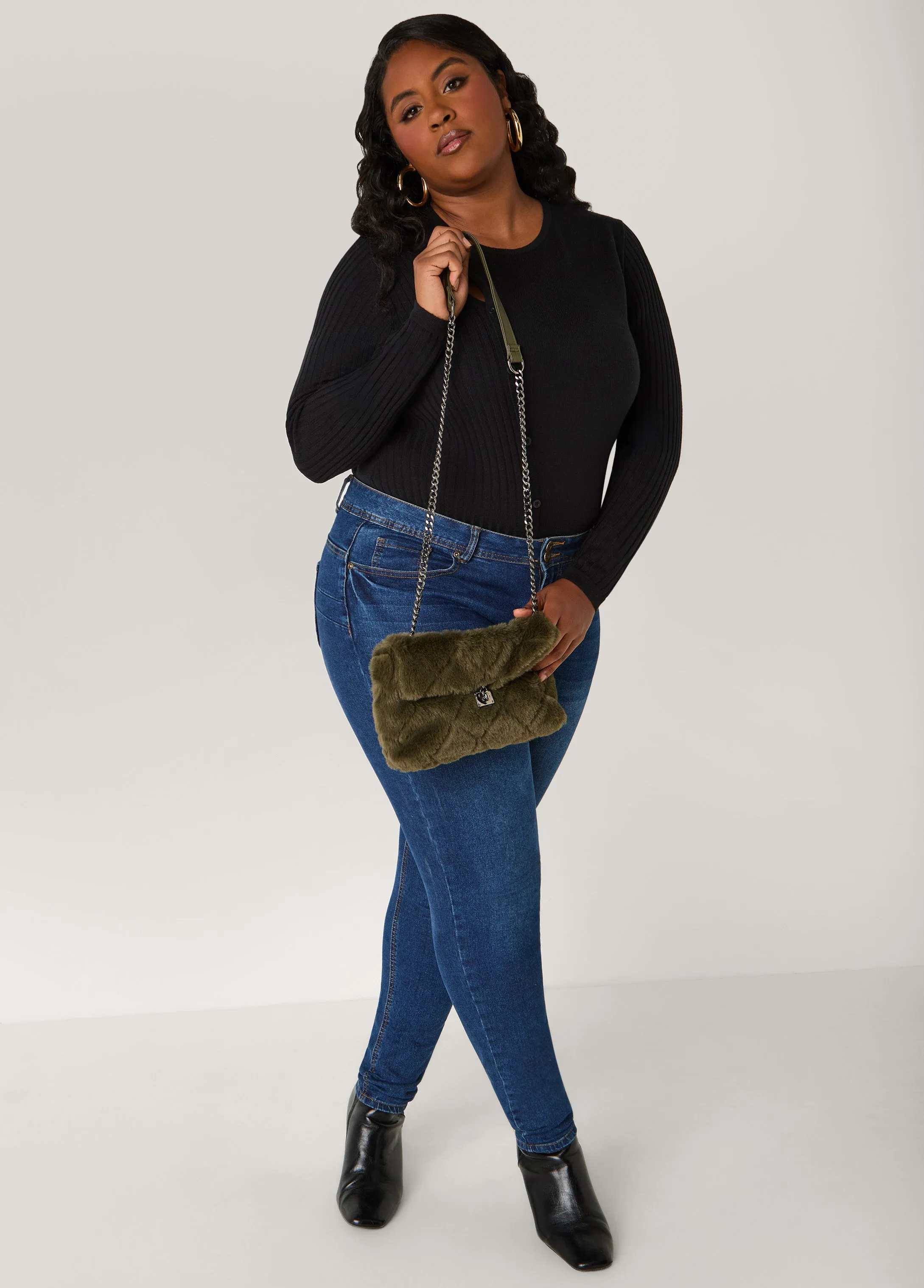 Quilted Faux Fur Chain Strap Bag sold by Ashley Stewart product image thumbnail 2