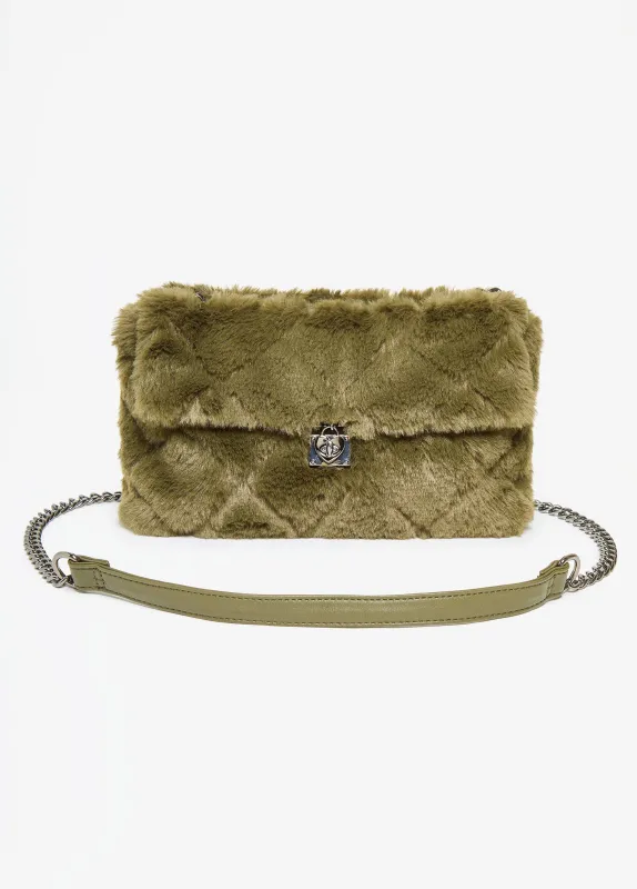 Quilted Faux Fur Chain Strap Bag sold by Ashley Stewart
