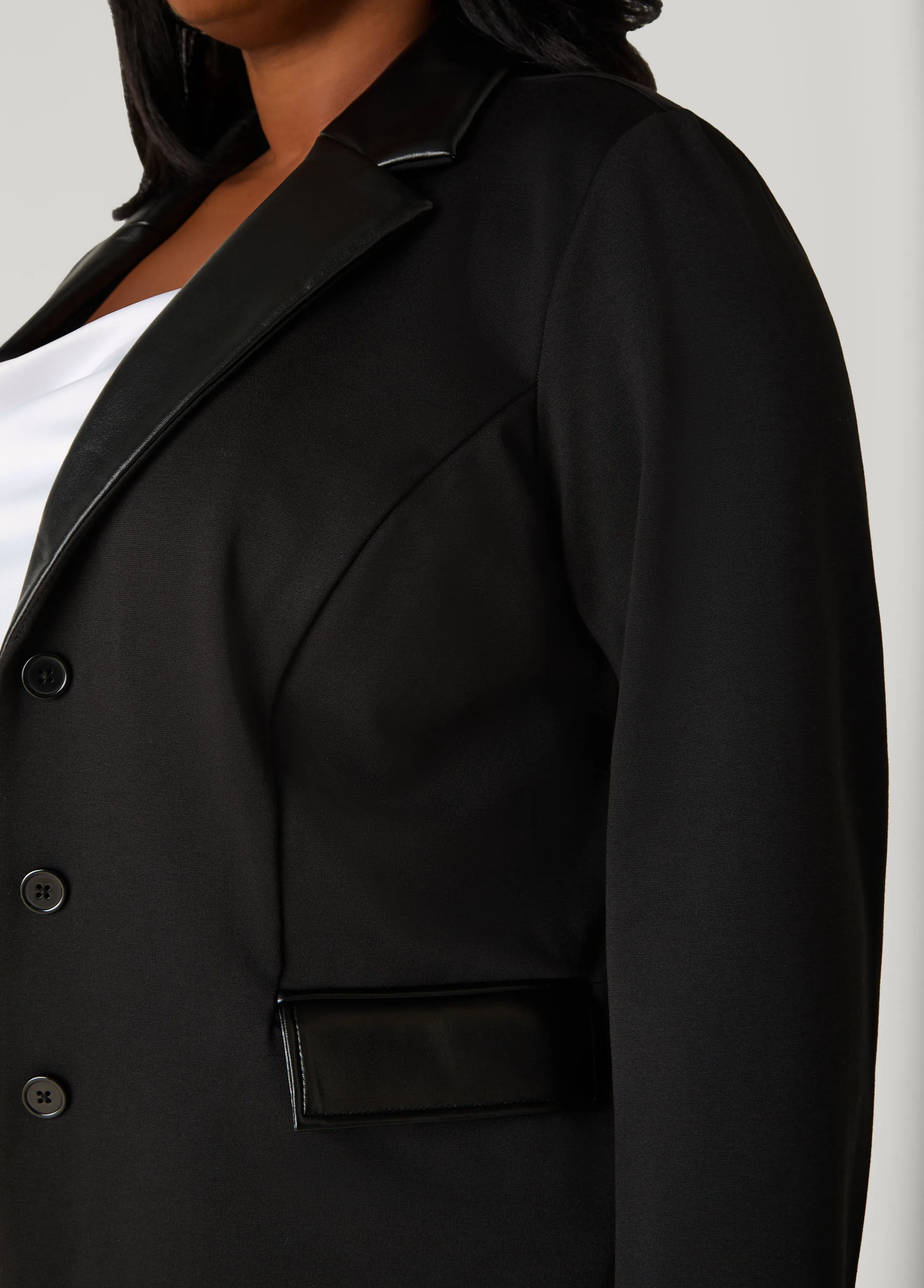Faux Leather Paneled Ponte Blazer sold by Ashley Stewart product image thumbnail 4