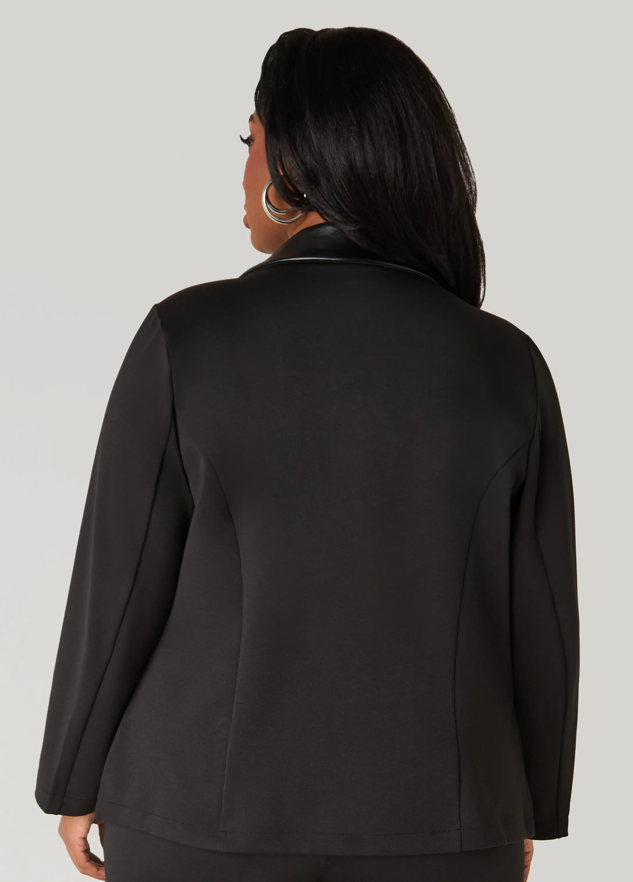 Faux Leather Paneled Ponte Blazer sold by Ashley Stewart product image thumbnail 2