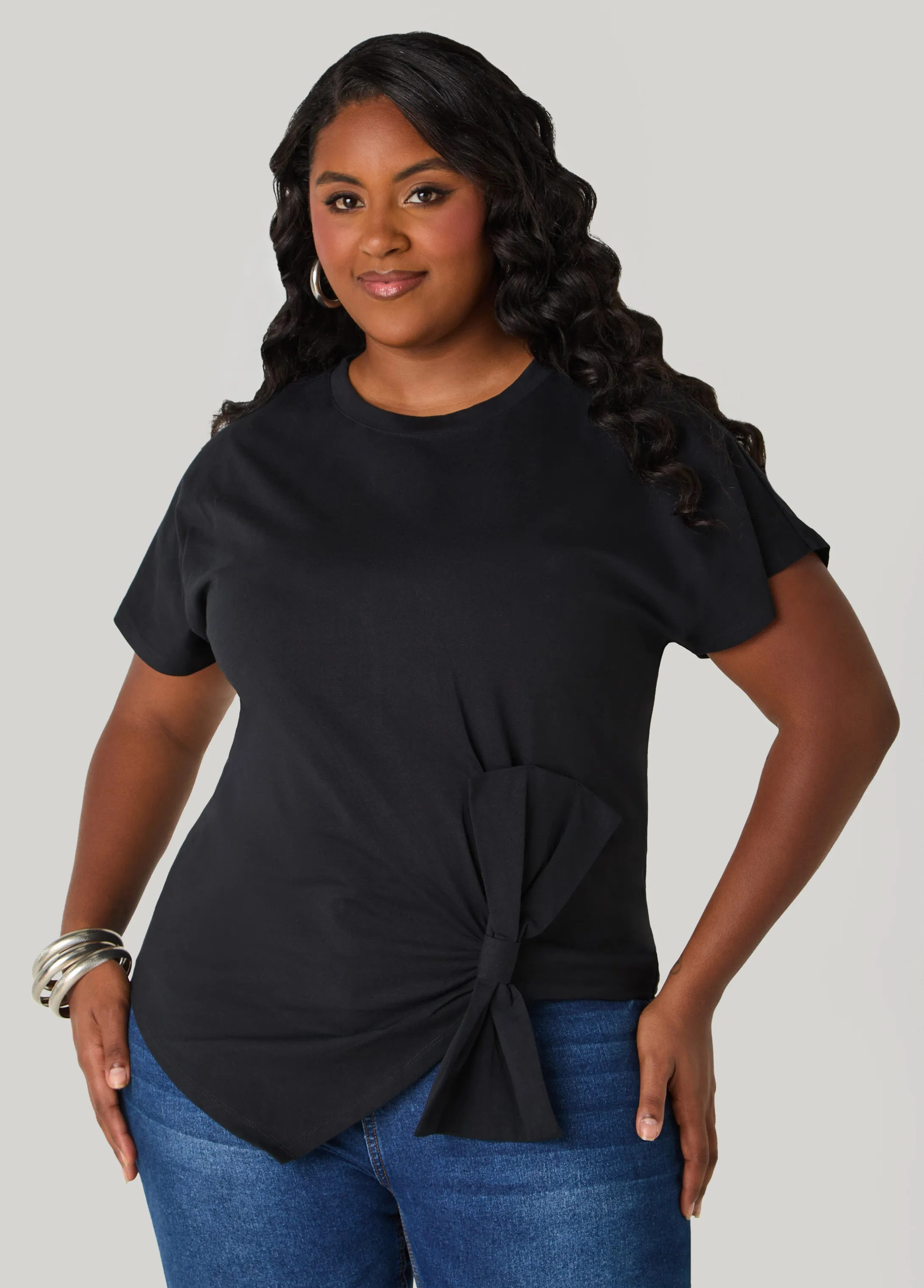 Bow Cotton Jersey Tee sold by Ashley Stewart