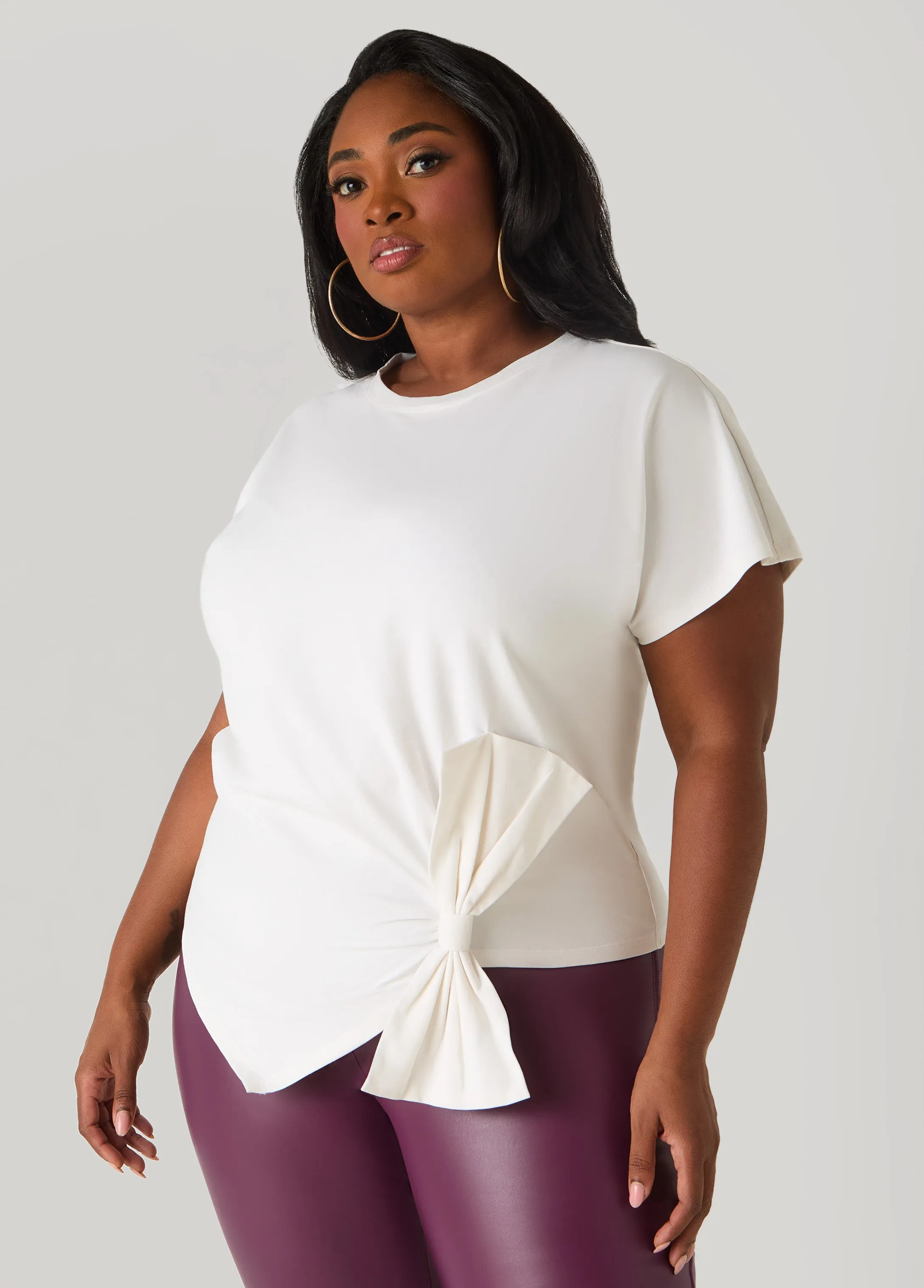 Bow Cotton Jersey Tee sold by Ashley Stewart product image thumbnail 5