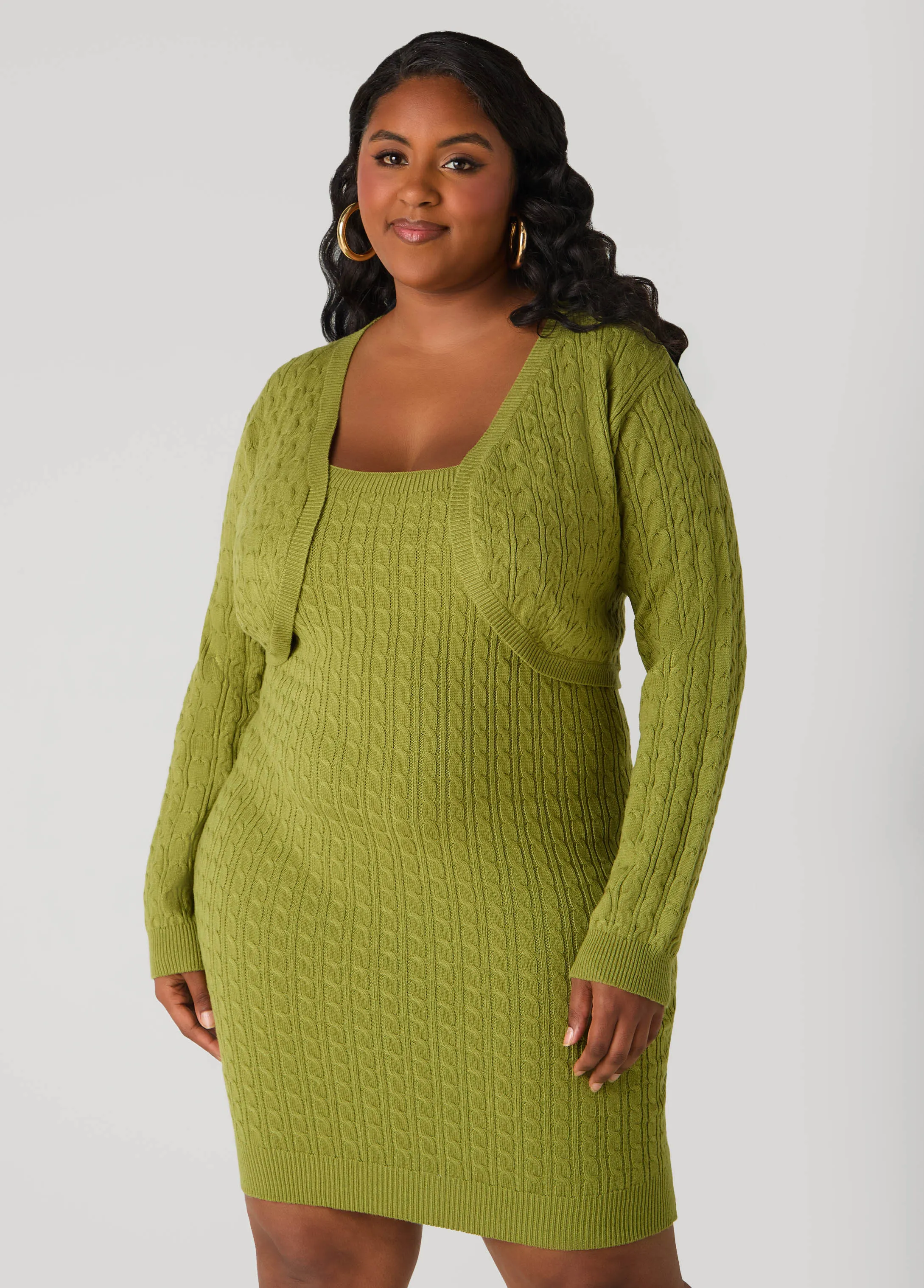 Open Front Cable Knit Bolero sold by Ashley Stewart