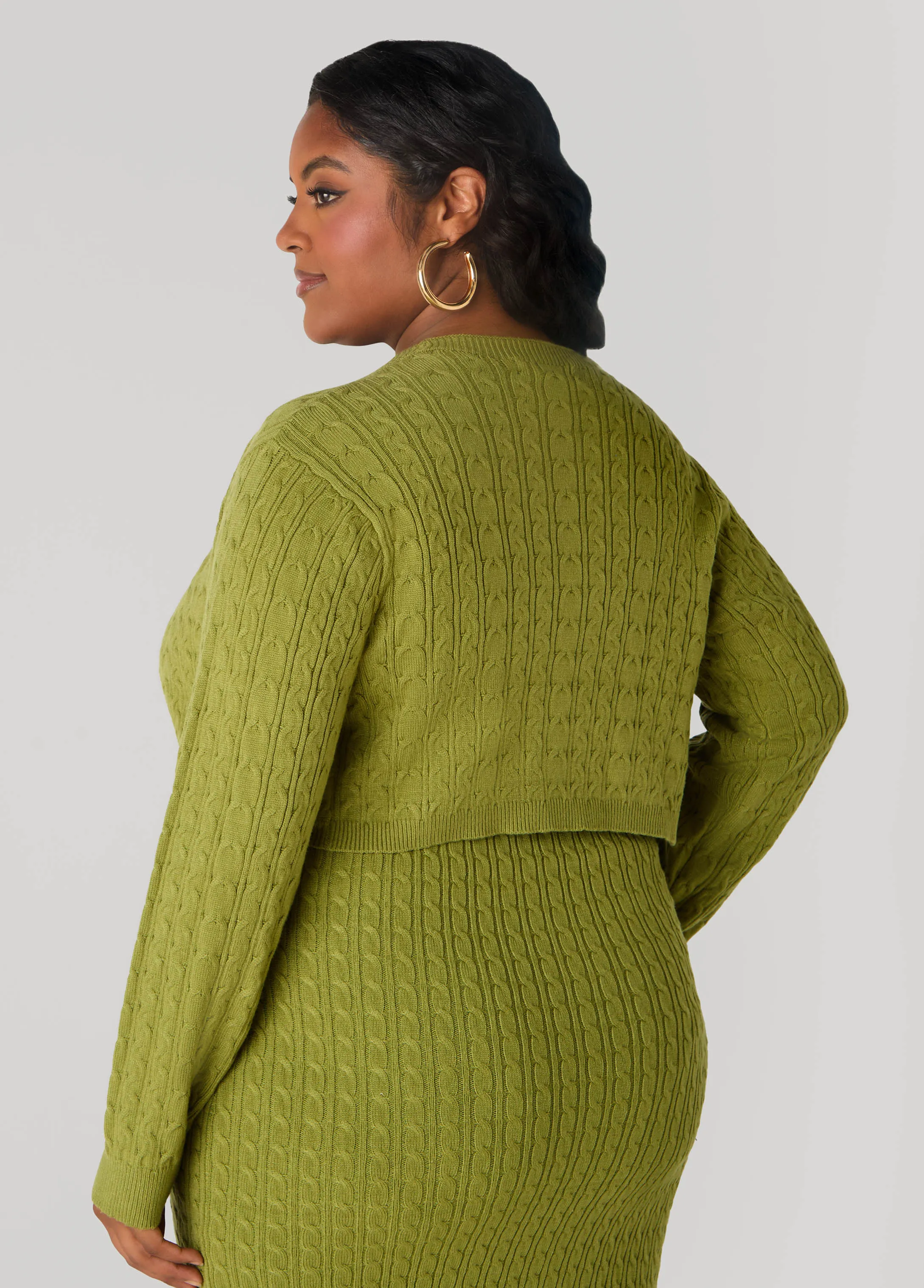 Open Front Cable Knit Bolero sold by Ashley Stewart product image thumbnail 2