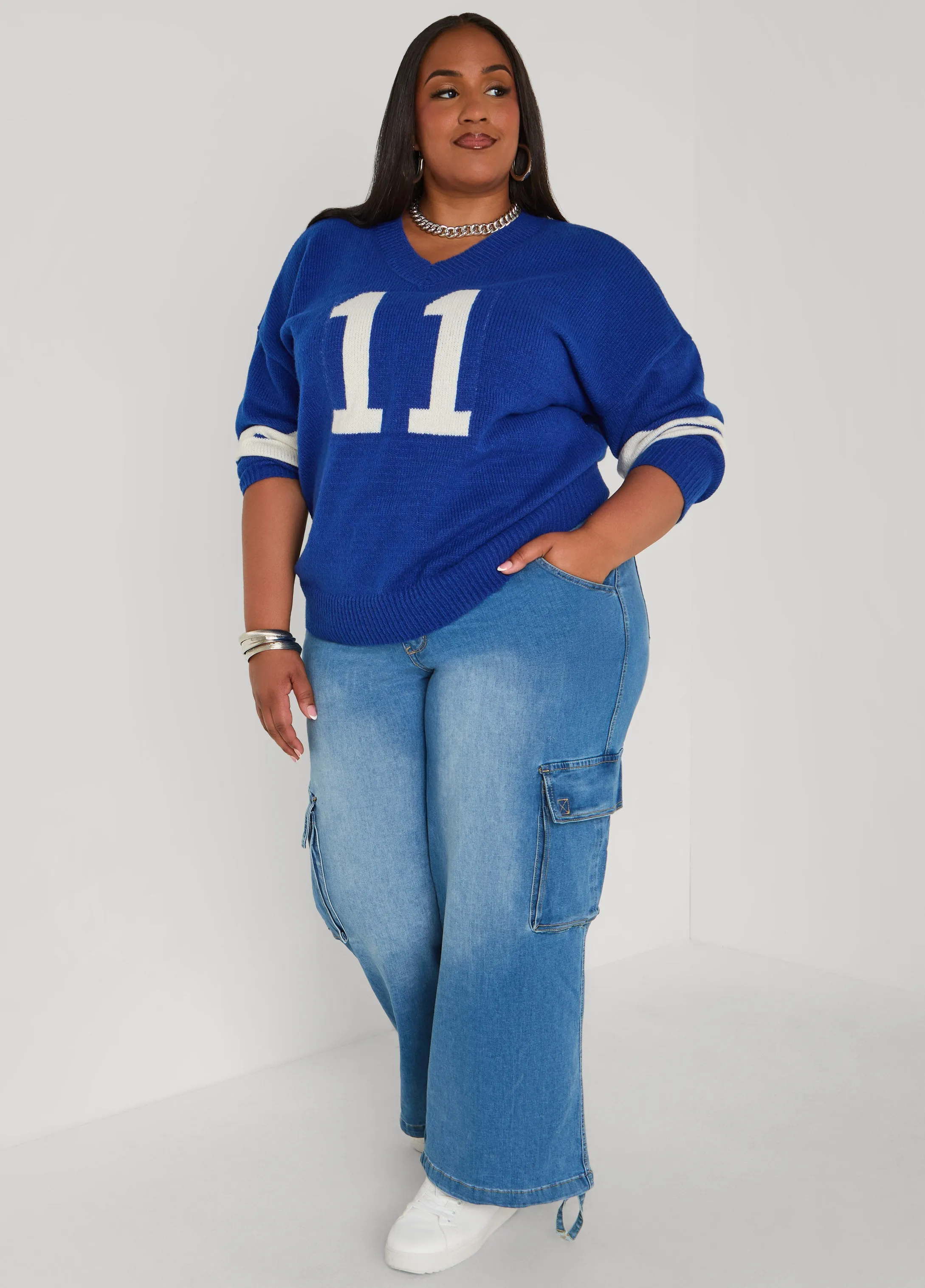 11 Jacquard Varsity Sweater sold by Ashley Stewart product image thumbnail 4