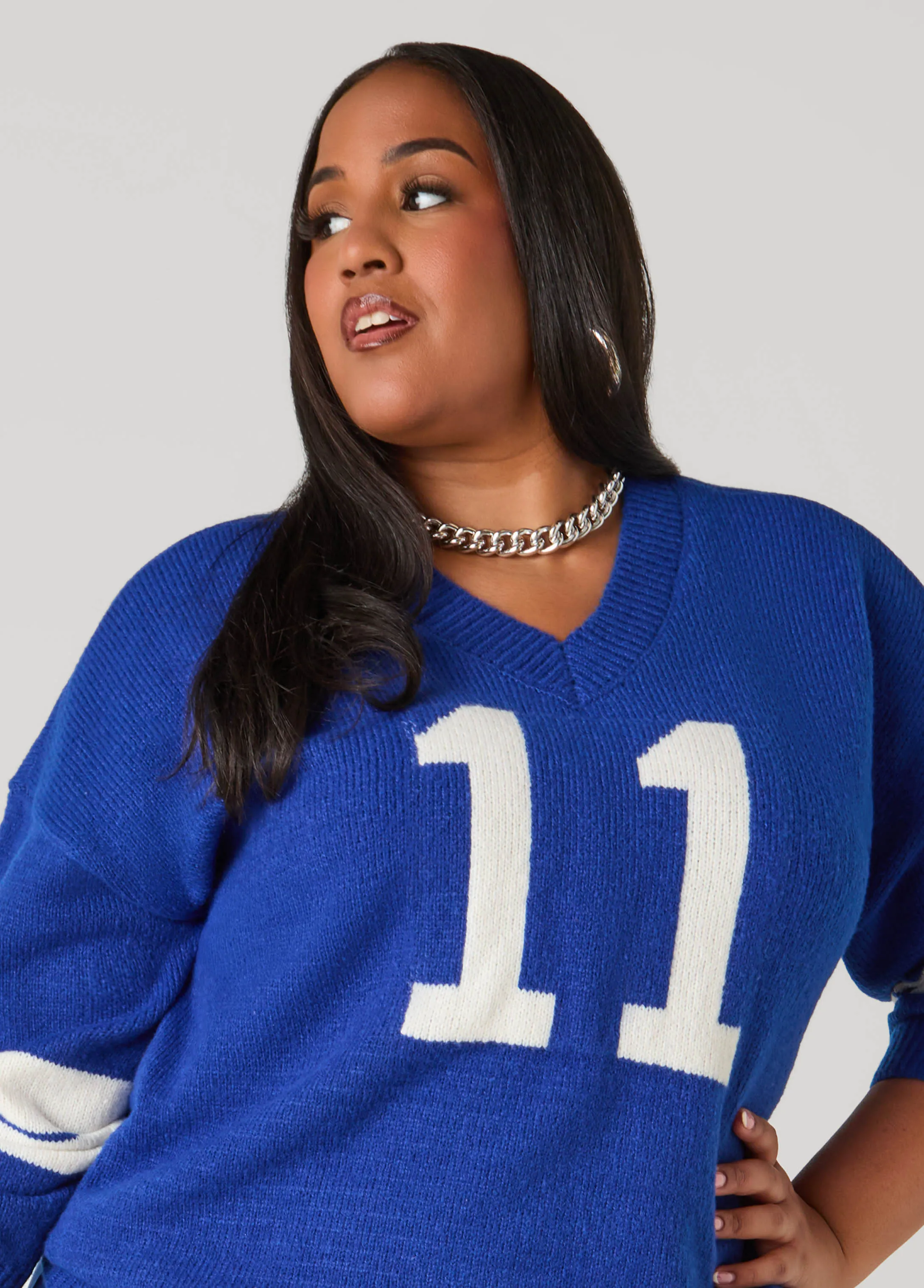 11 Jacquard Varsity Sweater sold by Ashley Stewart product image thumbnail 5