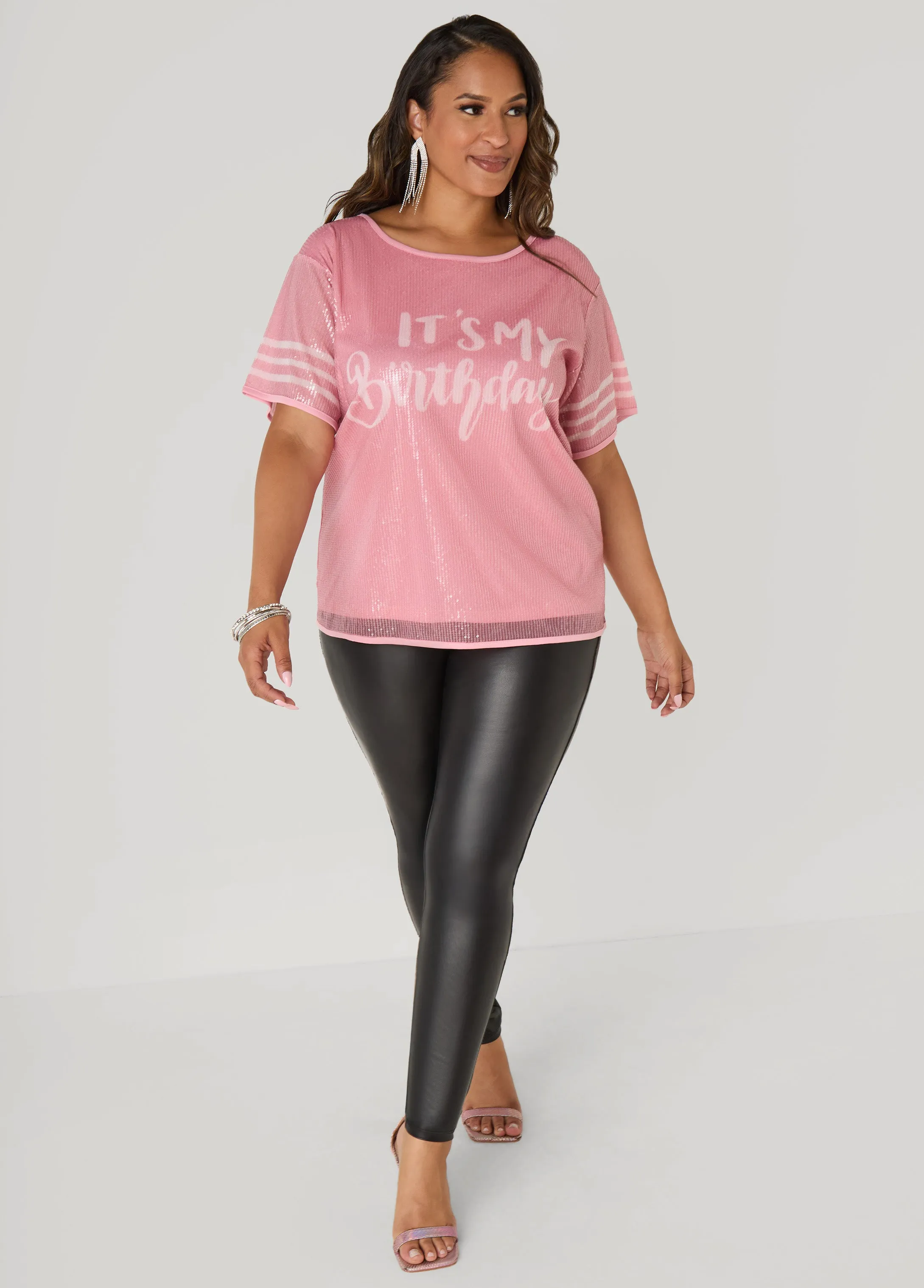 Its My Birthday Sequin Tee sold by Ashley Stewart product image thumbnail 3