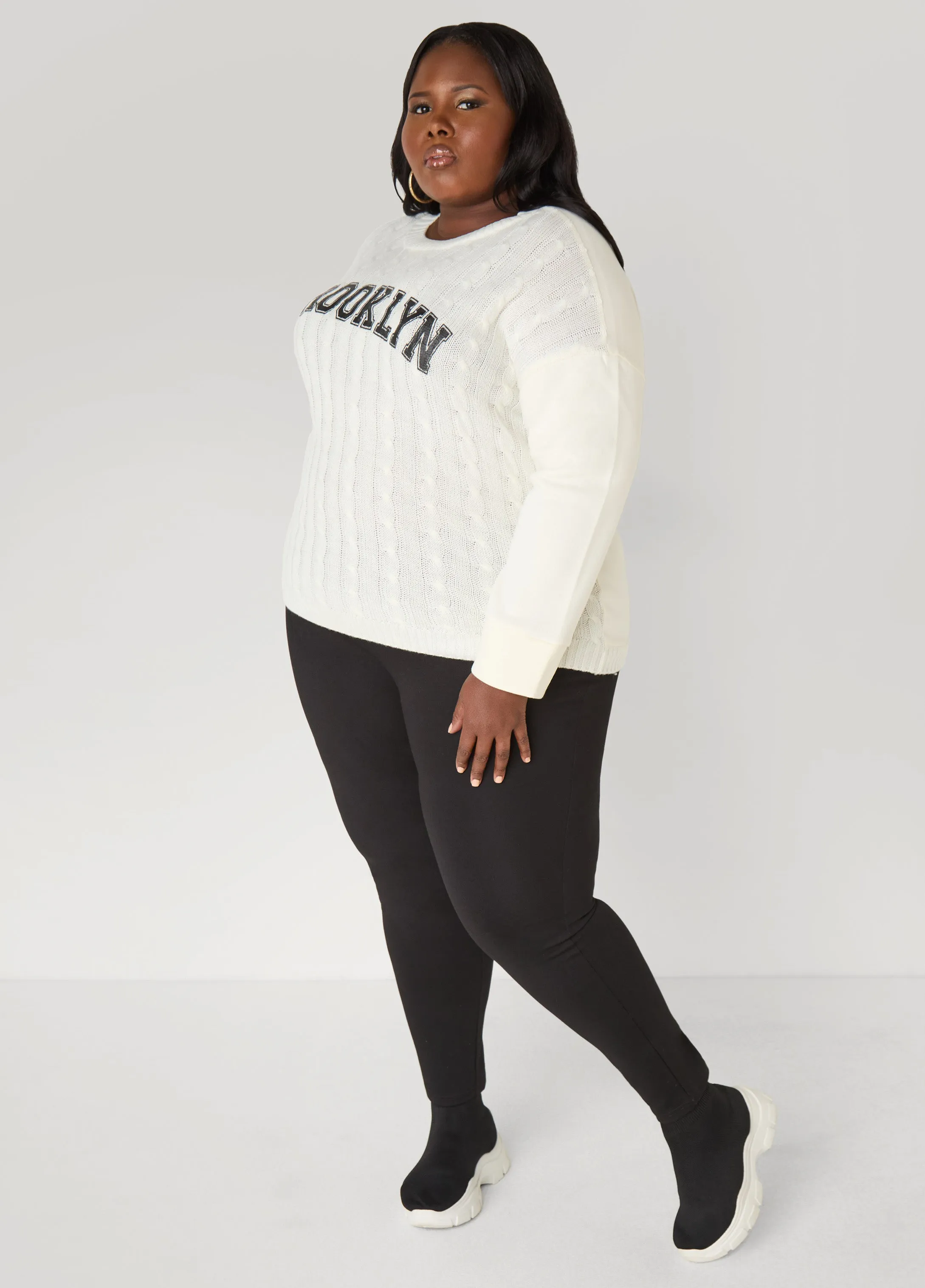 Brooklyn Cable Knit Sweater sold by Ashley Stewart product image thumbnail 3