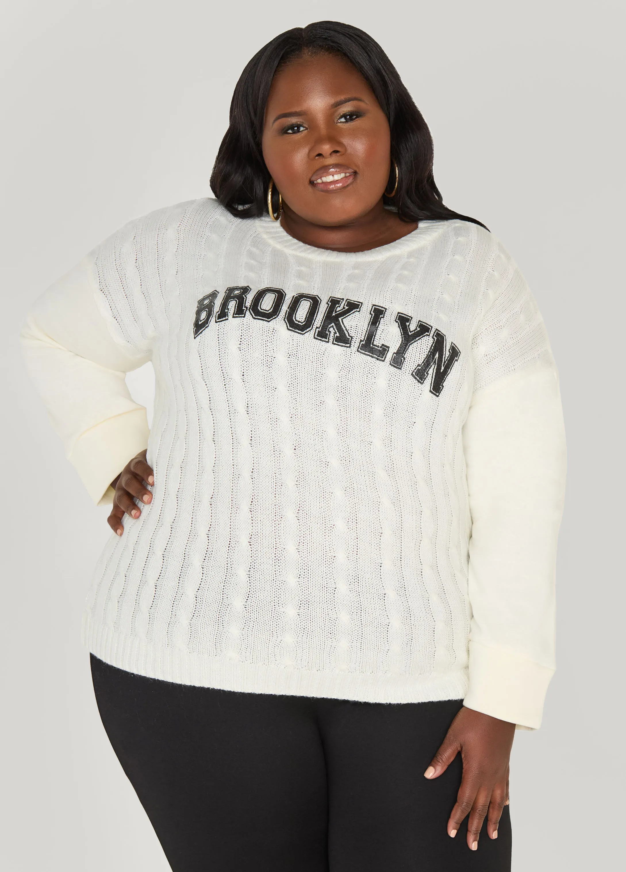 Brooklyn Cable Knit Sweater sold by Ashley Stewart