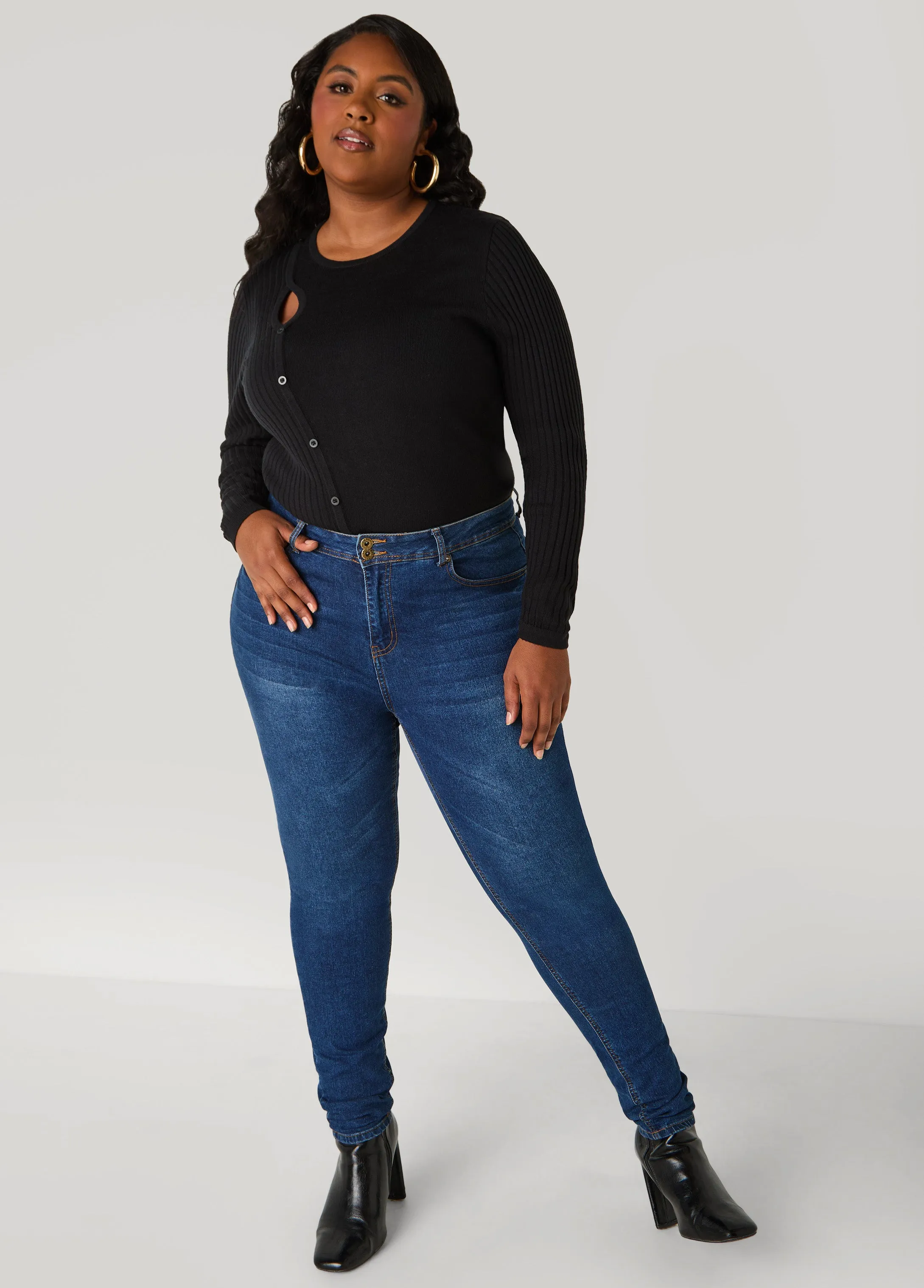 Cutout Button Embellished Sweater sold by Ashley Stewart product image thumbnail 4