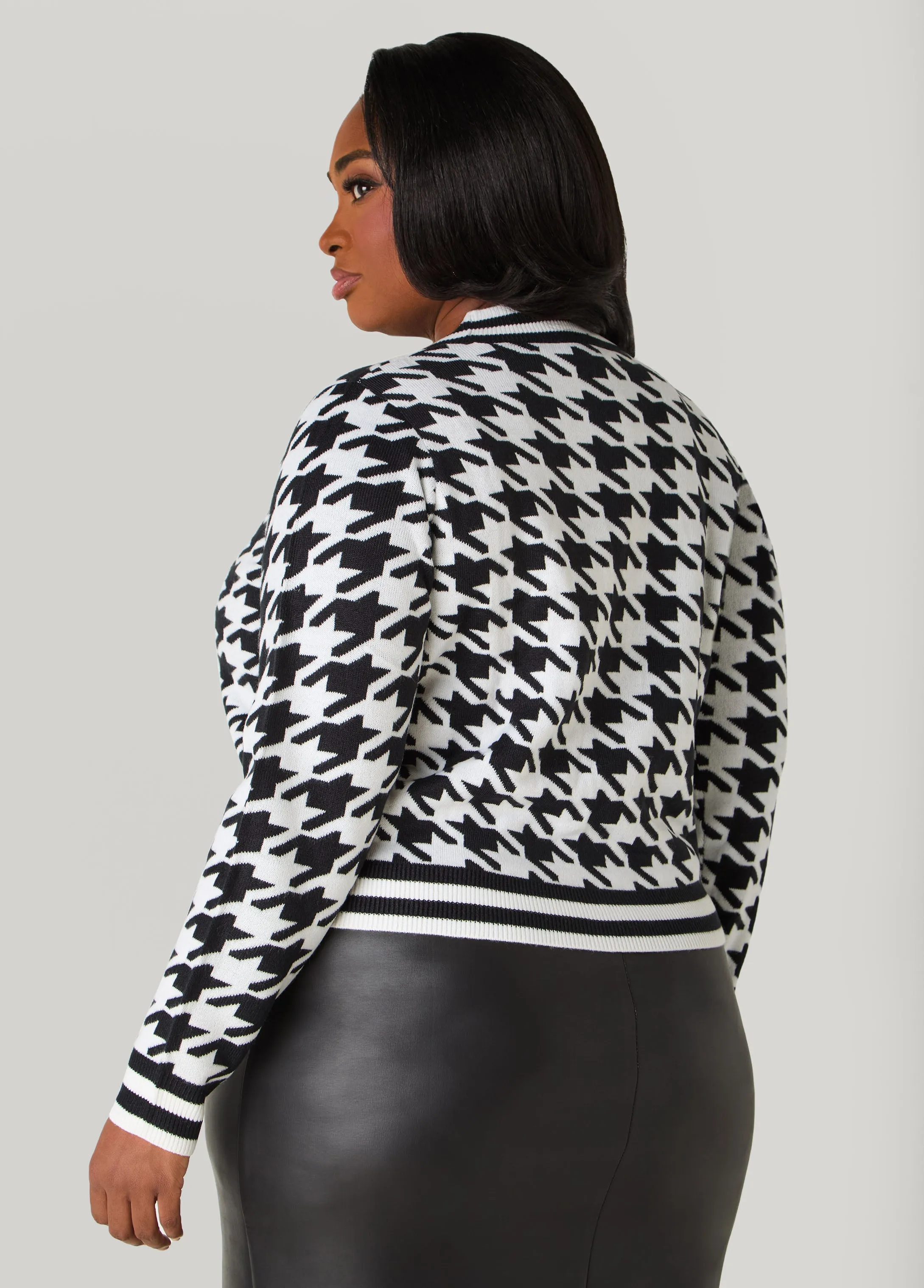 Houndstooth Jacquard Cardigan sold by Ashley Stewart product image thumbnail 4