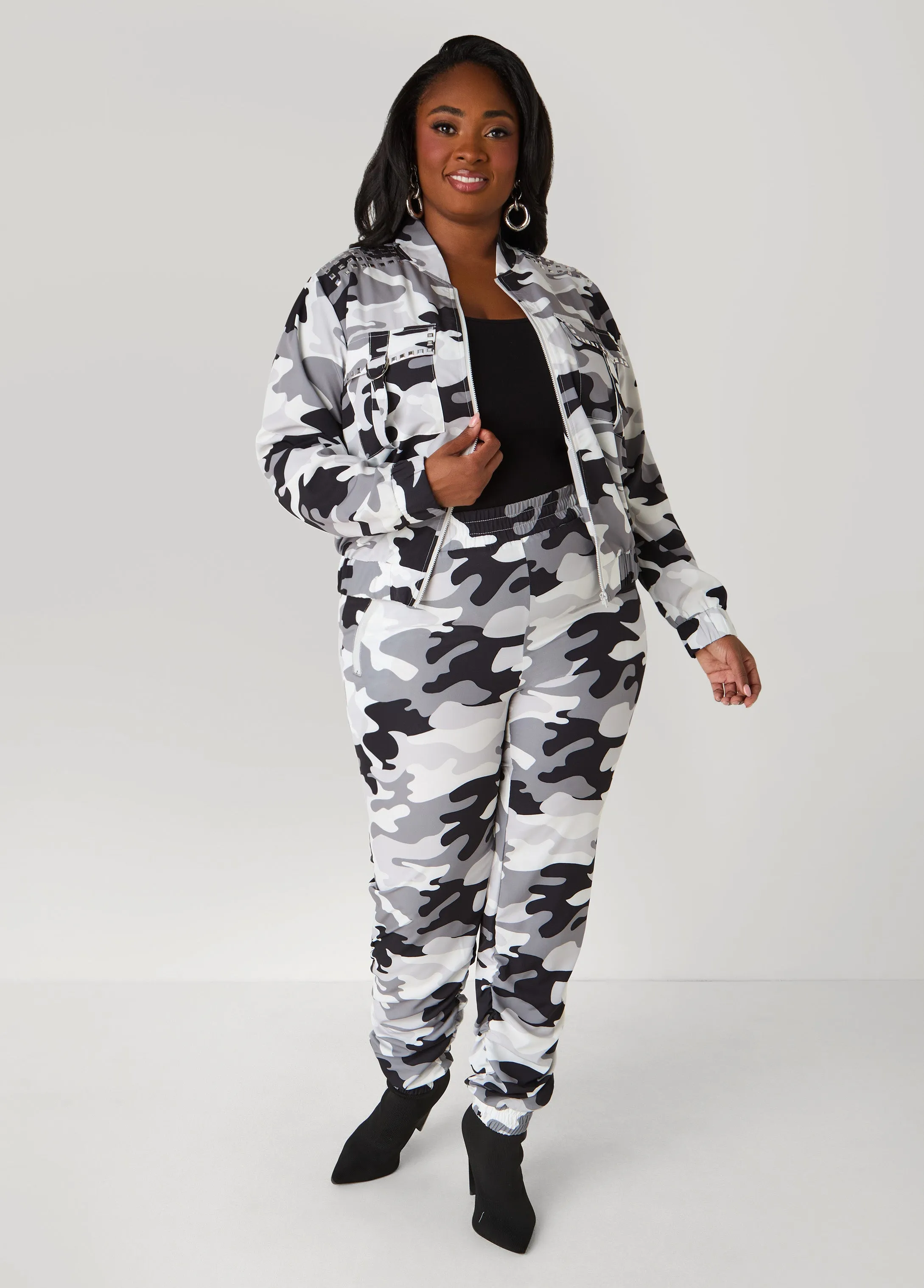 Ruched Camo Print Joggers sold by Ashley Stewart product image thumbnail 2