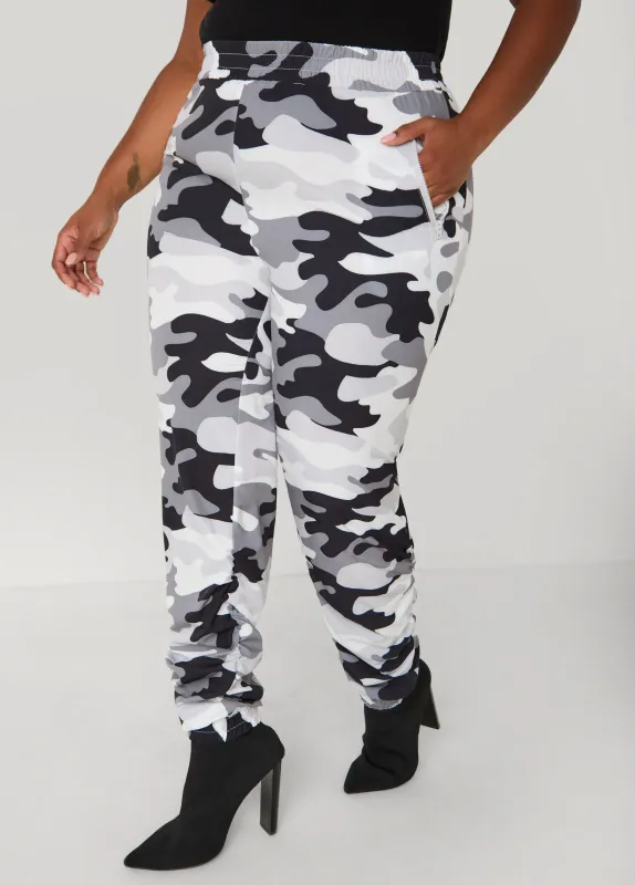 Ruched Camo Print Joggers sold by Ashley Stewart