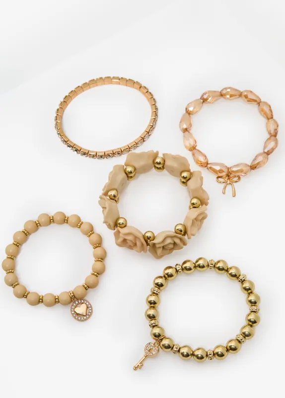 Gold Tone Flower Bracelet Set sold by Ashley Stewart