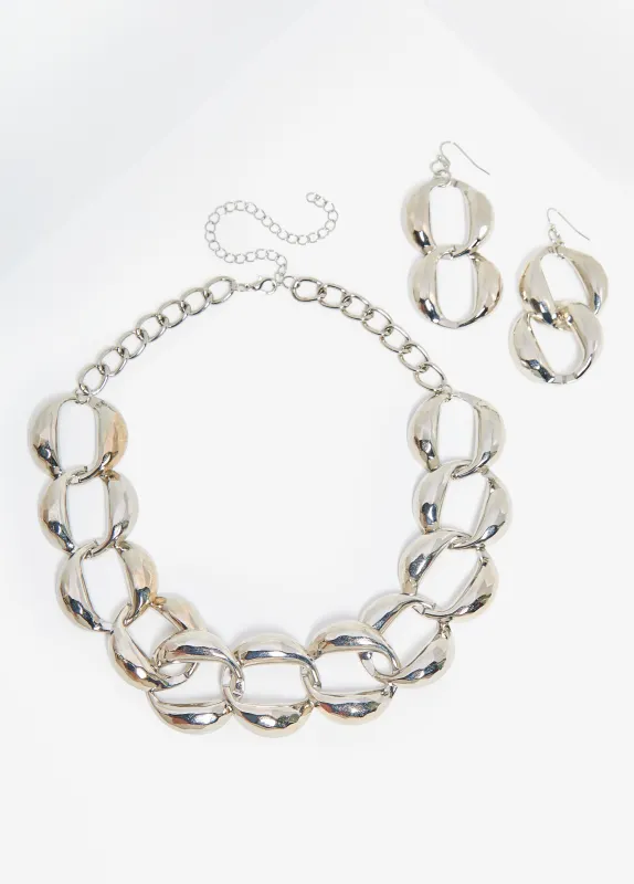 Twisted Silver Tone Necklace Set sold by Ashley Stewart