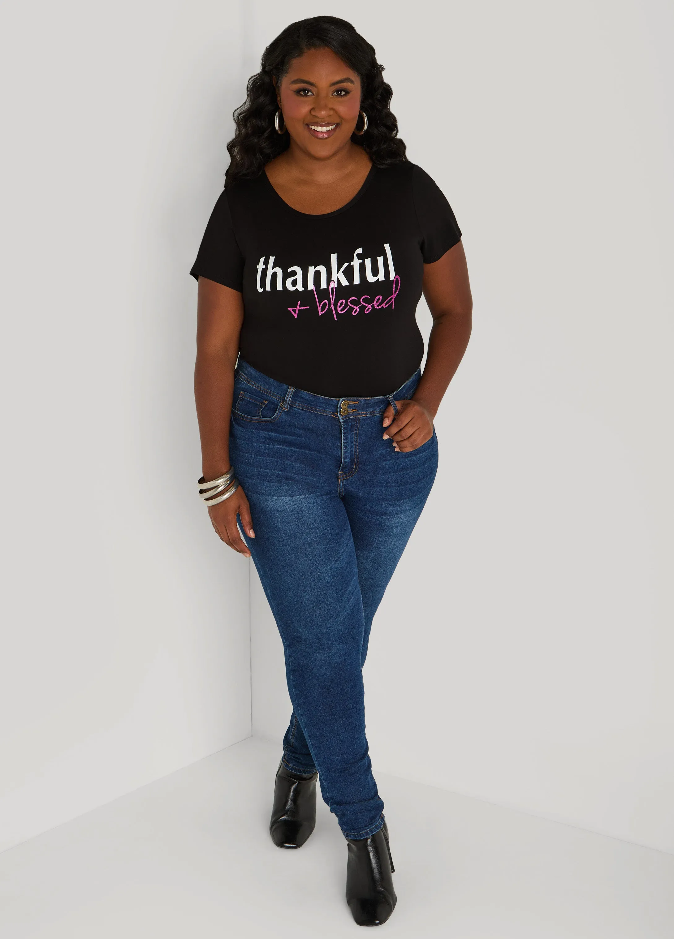 Thankful + Blessed Graphic Tee sold by Ashley Stewart product image thumbnail 2