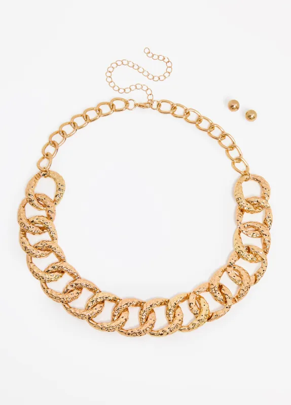 Textured Chain Link Necklace Set sold by Ashley Stewart