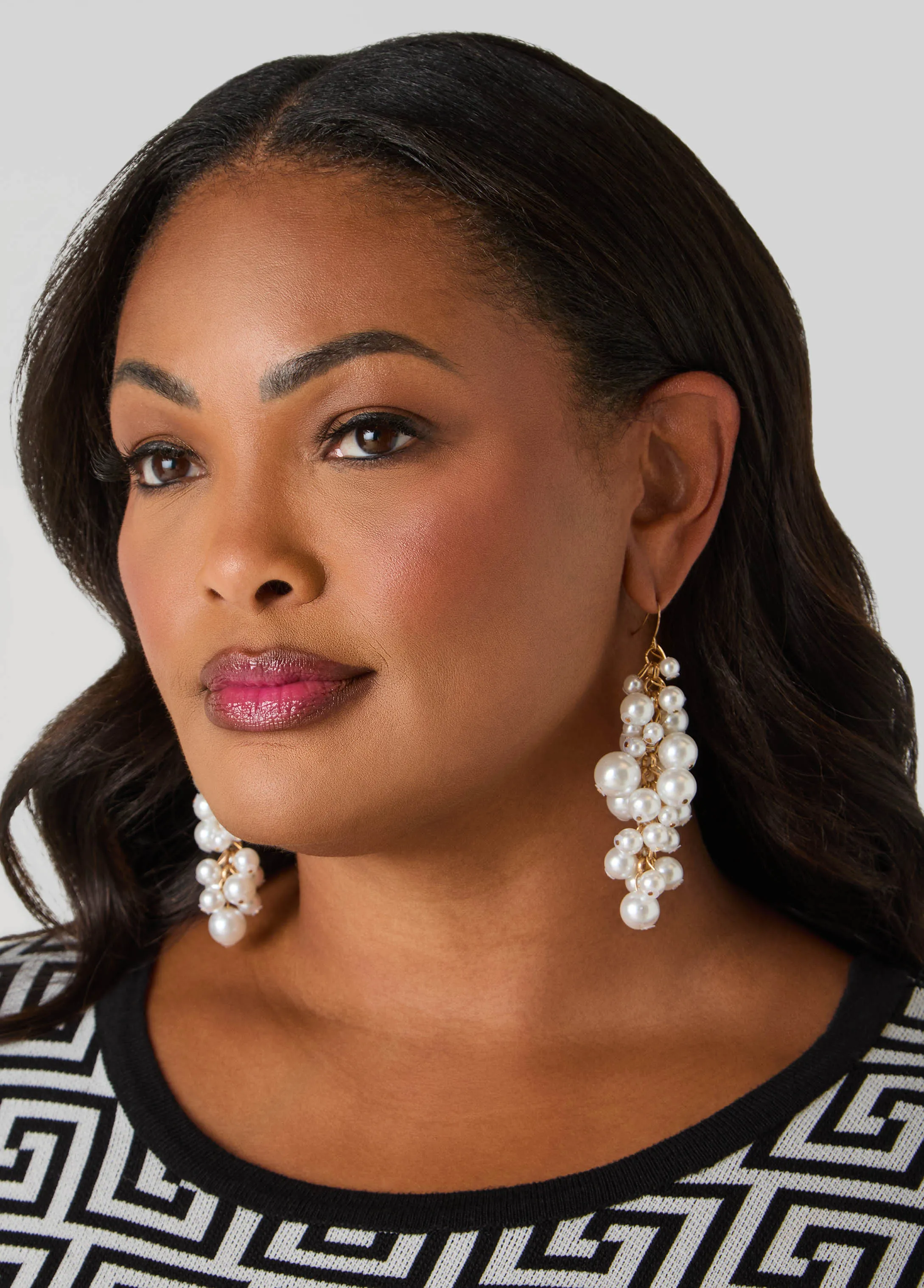 Cluster Faux Pearl Earrings sold by Ashley Stewart product image thumbnail 2