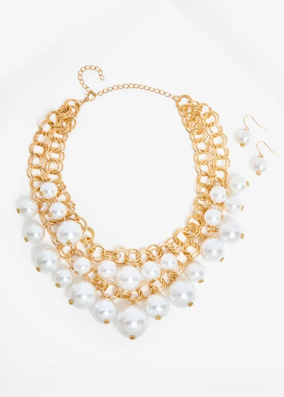 Dangle Faux Pearl Necklace Set sold by Ashley Stewart