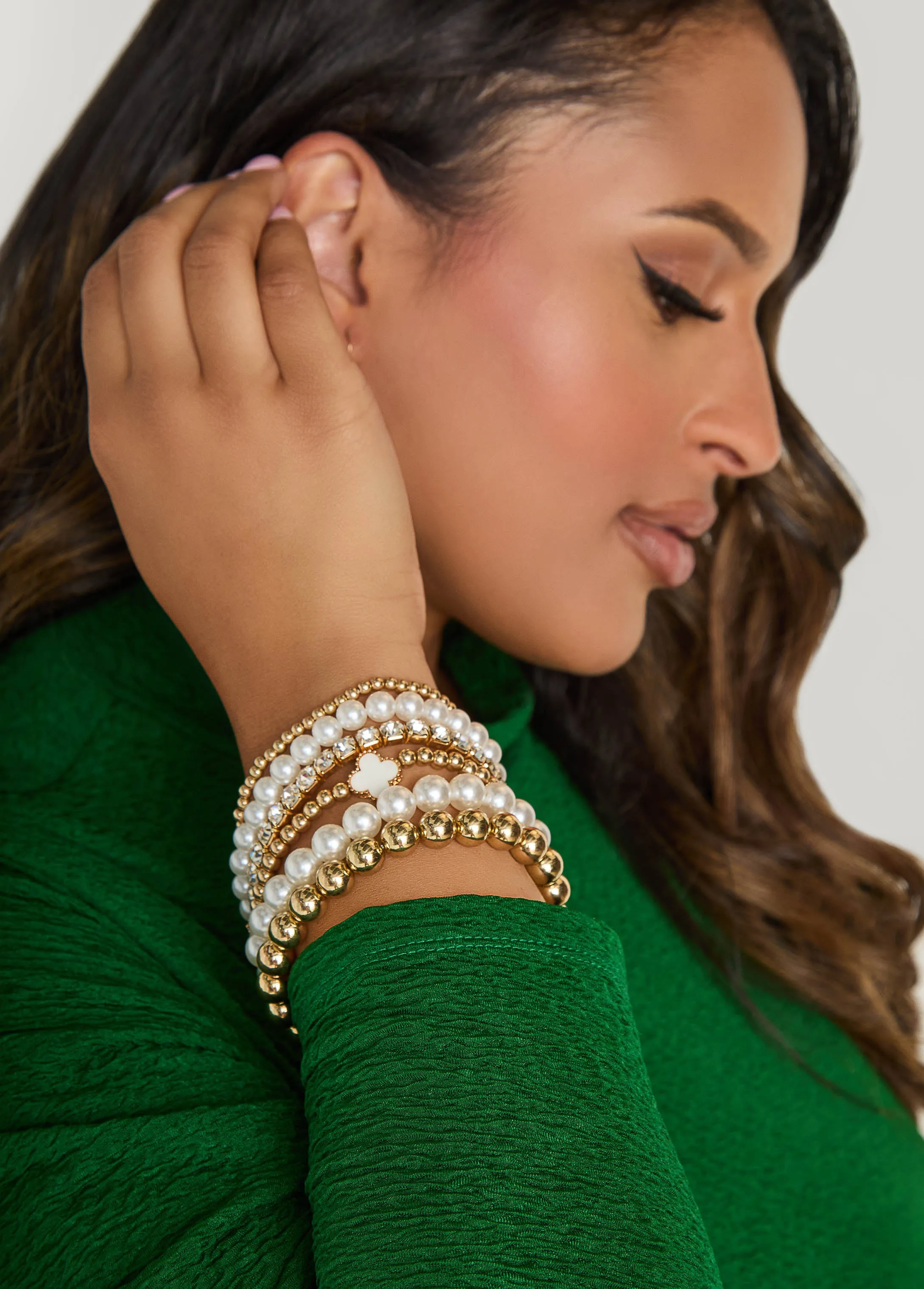 Gold Tone Clover Bracelets sold by Ashley Stewart product image thumbnail 2