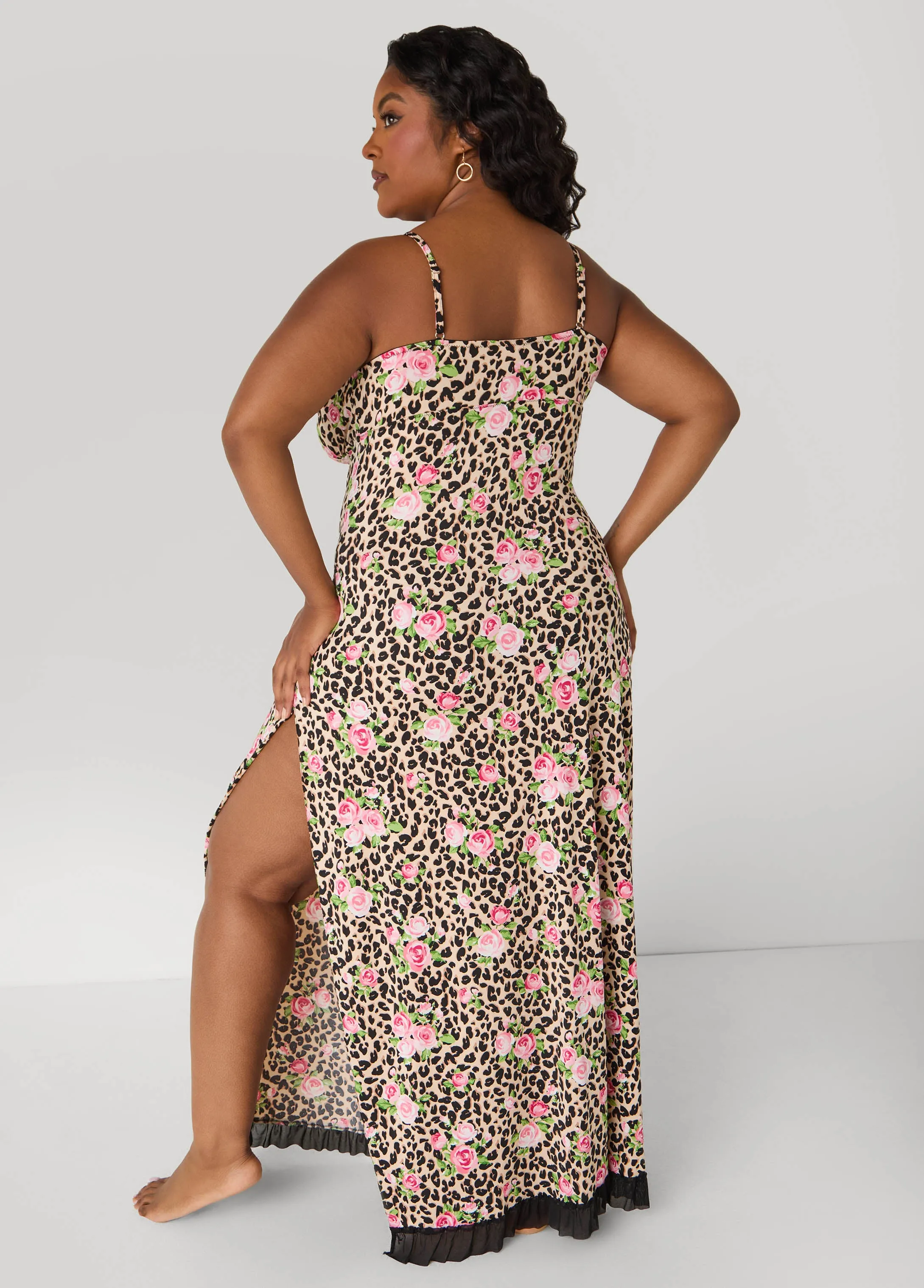 Printed Lace Trimmed Nightgown sold by Ashley Stewart product image thumbnail 4