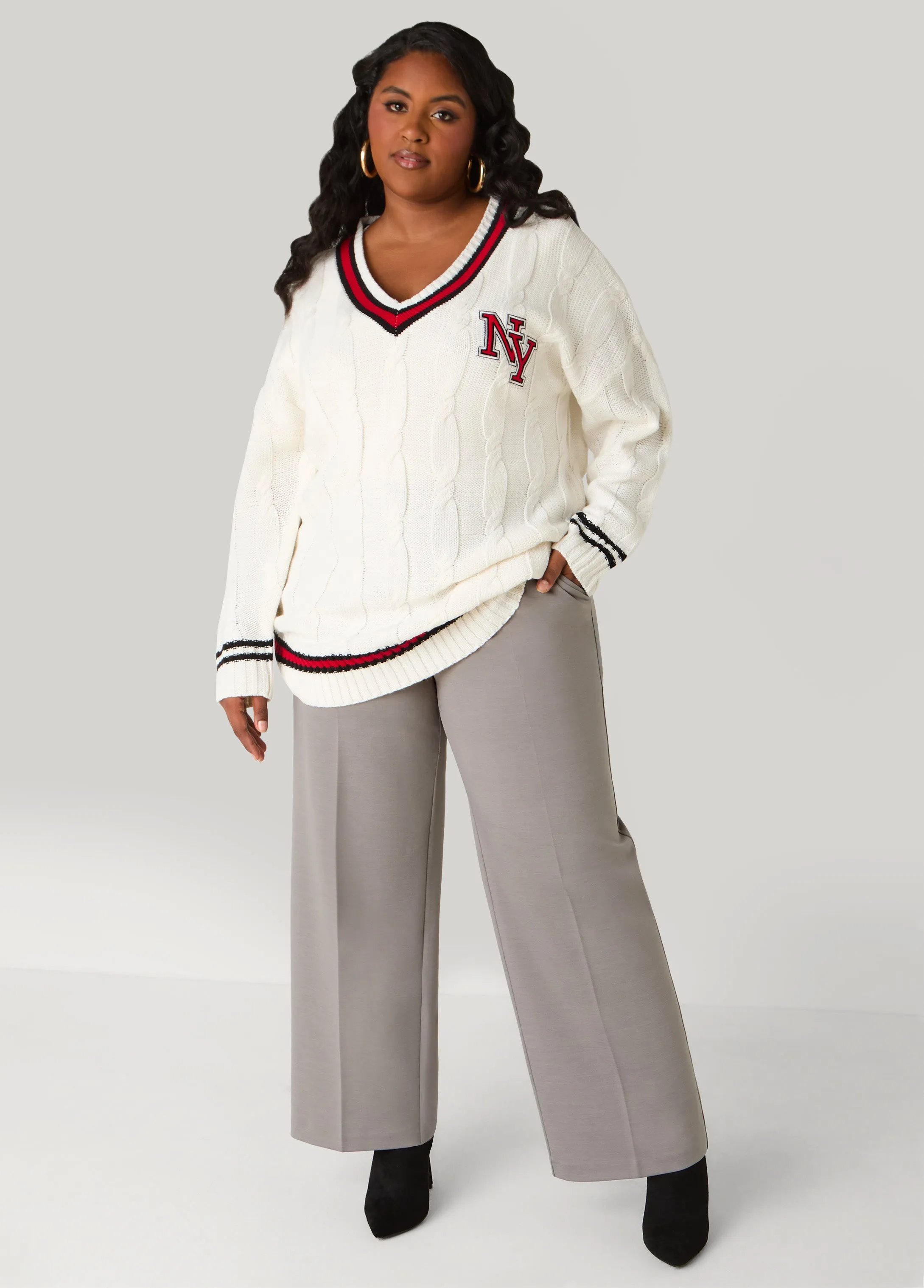 Ponte Pull On Wide Leg Pants sold by Ashley Stewart product image thumbnail 3