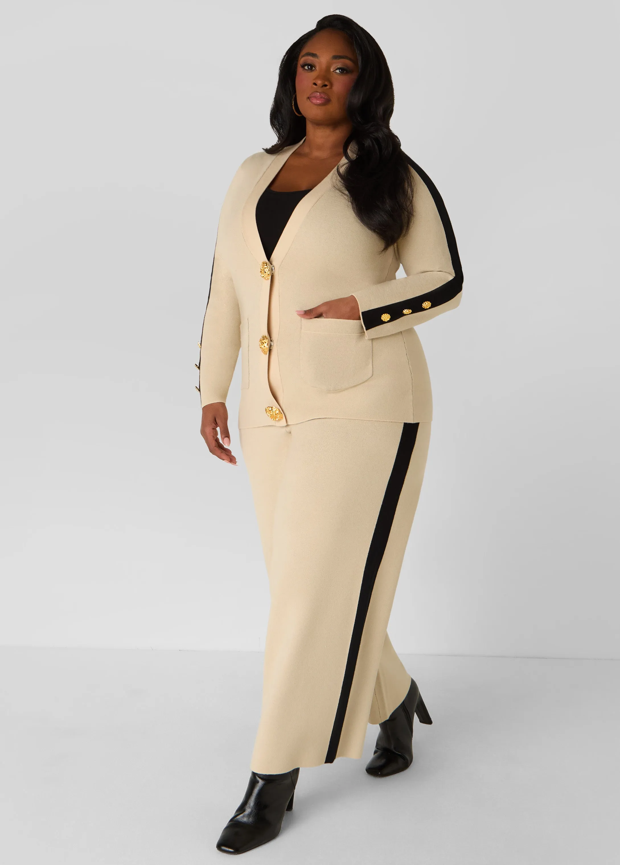 Striped Knitted Wide Leg Pants sold by Ashley Stewart product image thumbnail 2