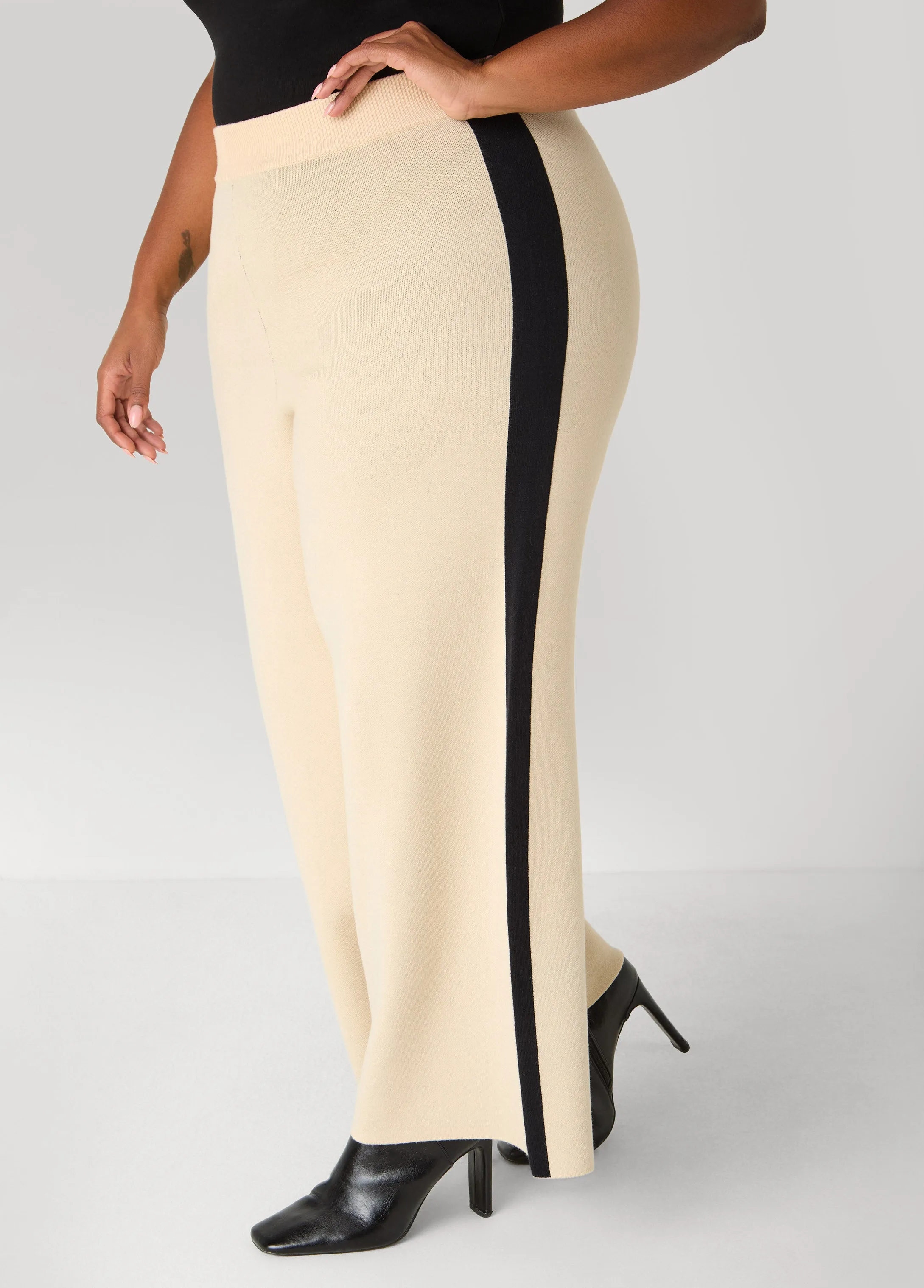 Striped Knitted Wide Leg Pants sold by Ashley Stewart product image thumbnail 3