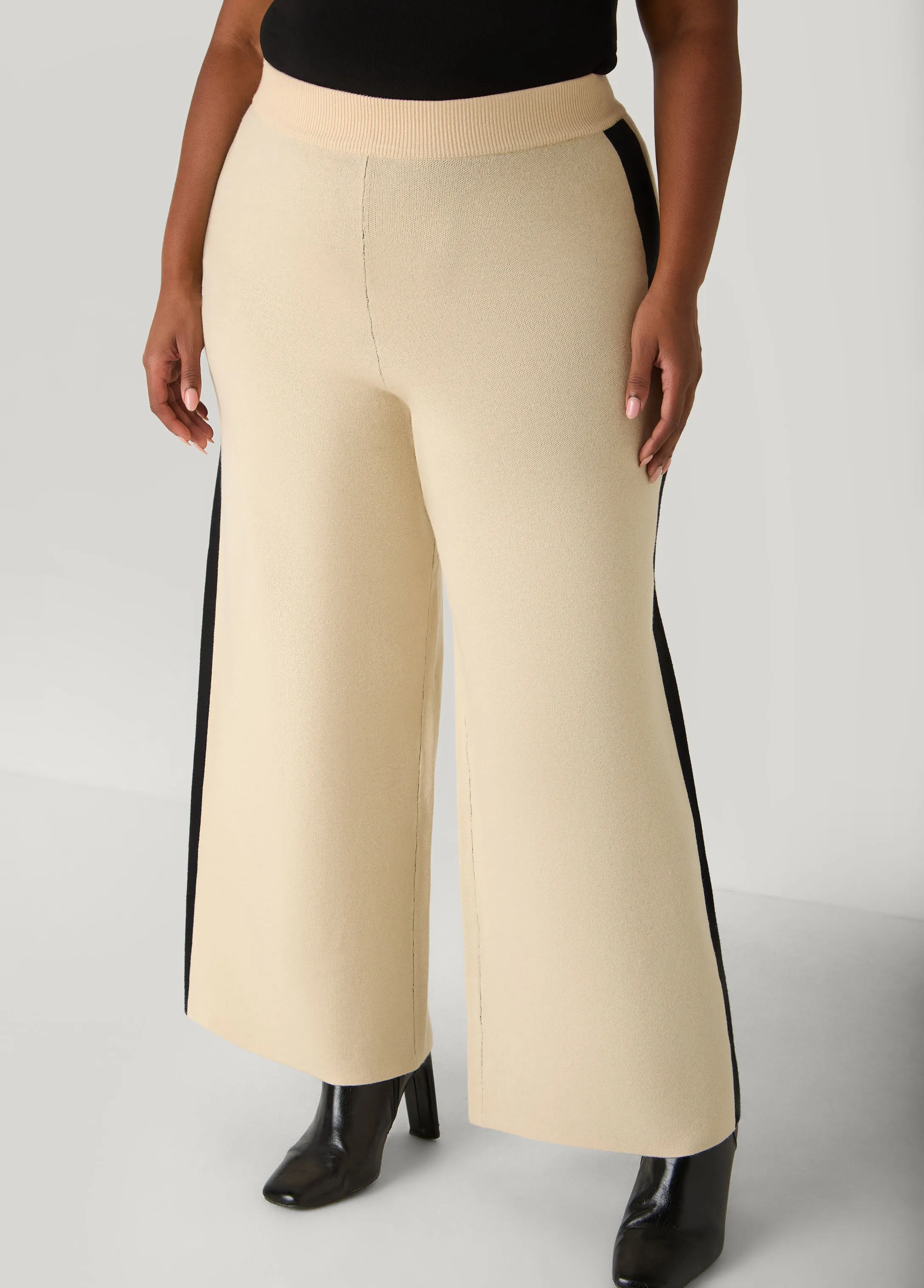 Striped Knitted Wide Leg Pants sold by Ashley Stewart