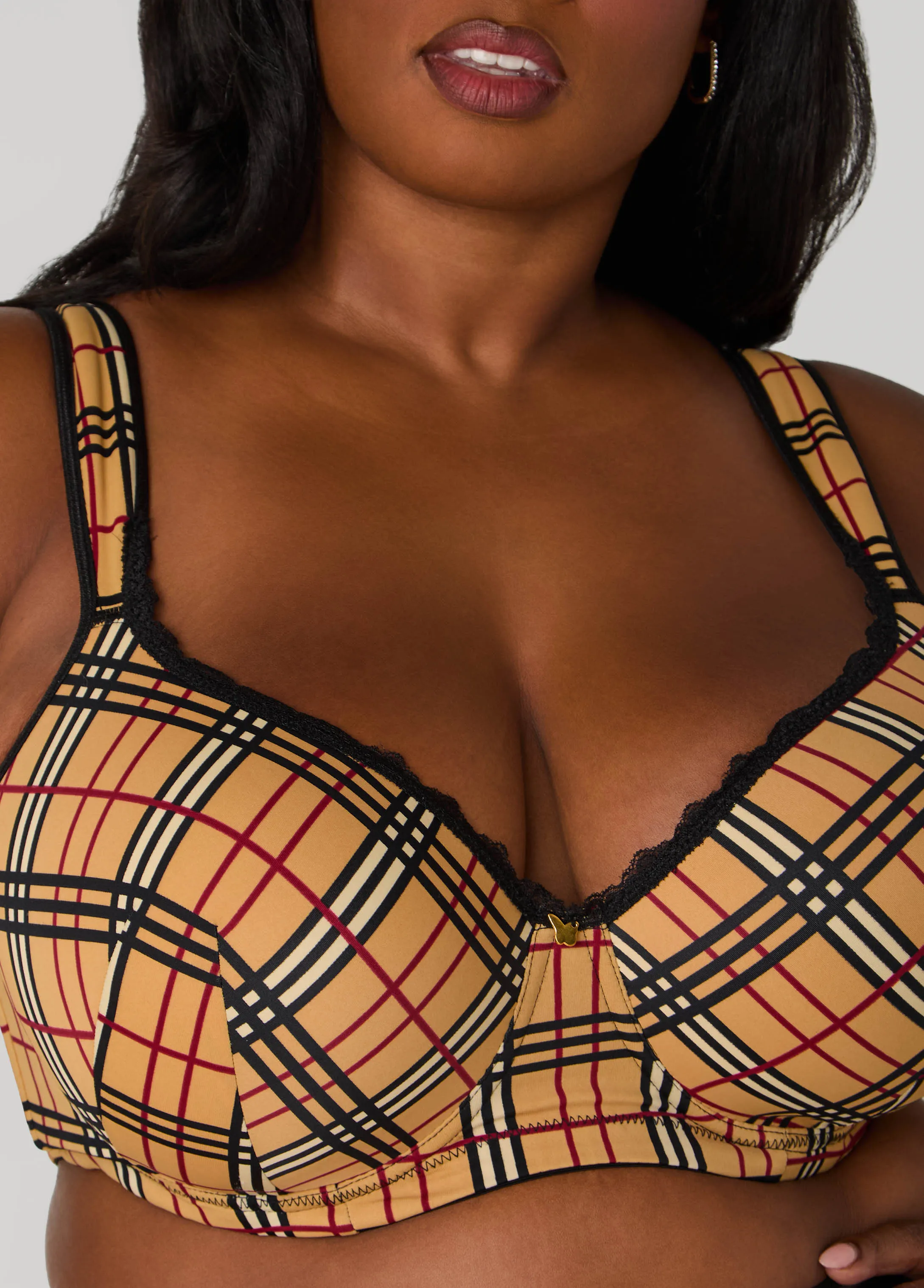 Plaid Full Coverage Butterfly Bra sold by Ashley Stewart product image thumbnail 4