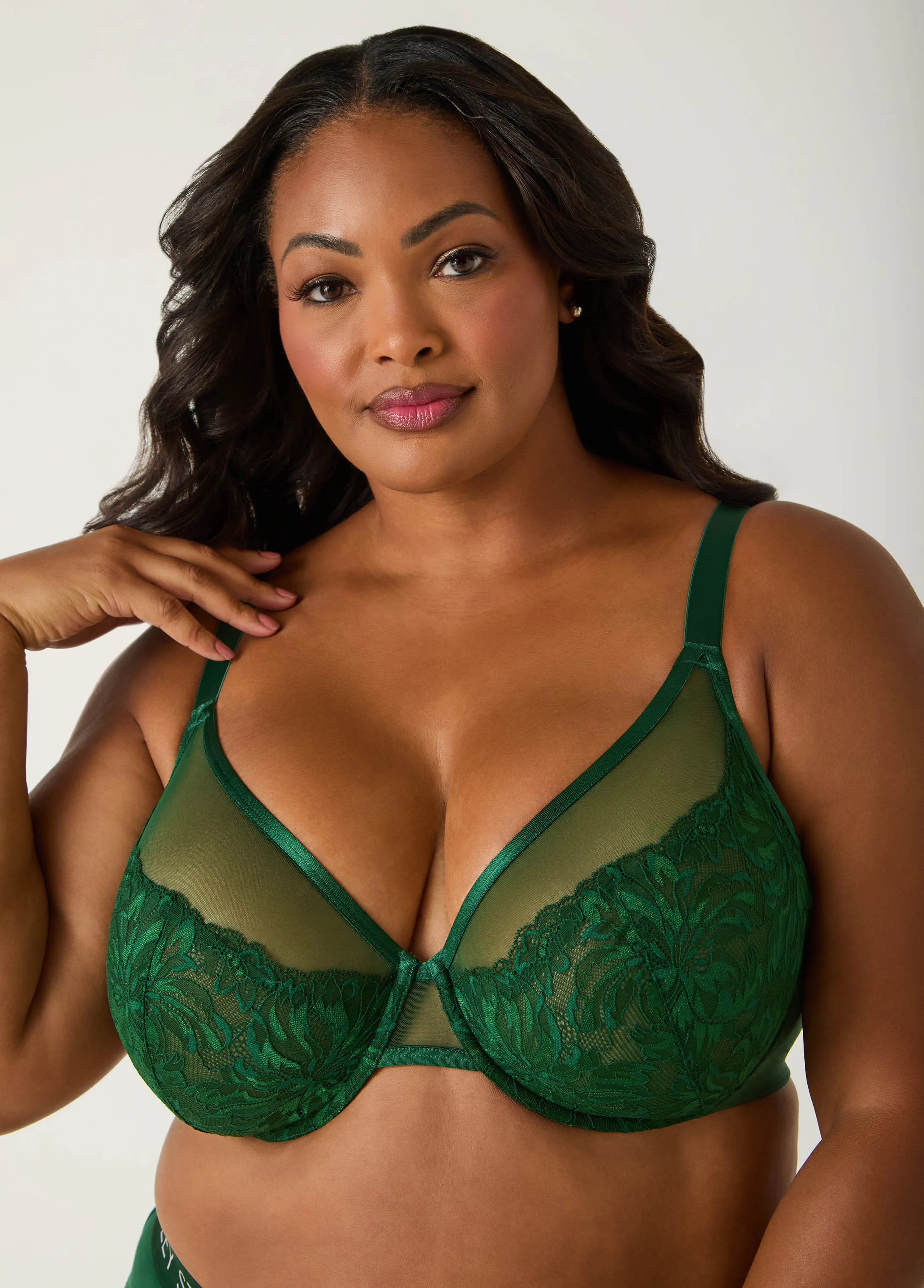 Mesh Paneled Lace Underwire Bra sold by Ashley Stewart product image thumbnail 4