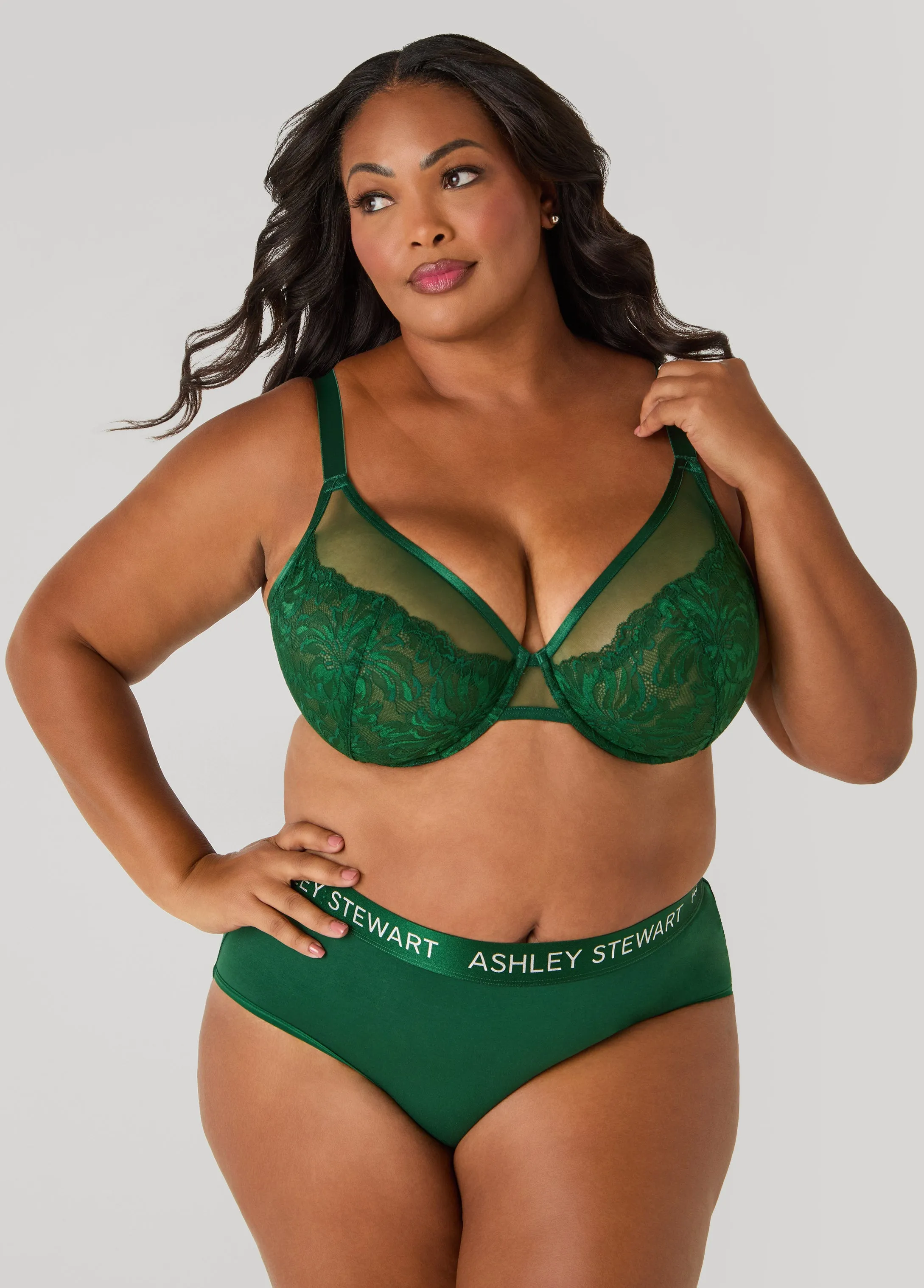 Mesh Paneled Lace Underwire Bra sold by Ashley Stewart product image thumbnail 5