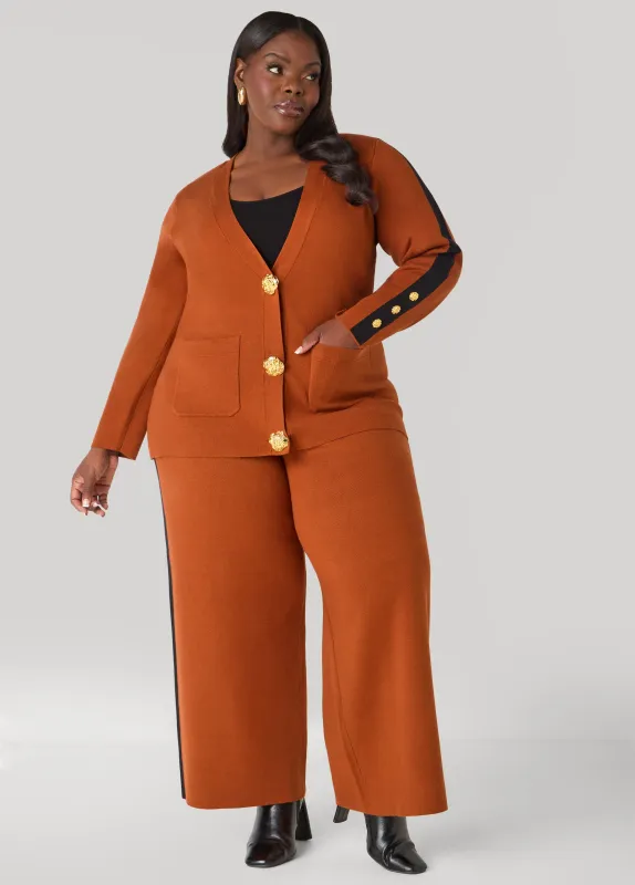Striped Wide Leg Knit Pants sold by Ashley Stewart