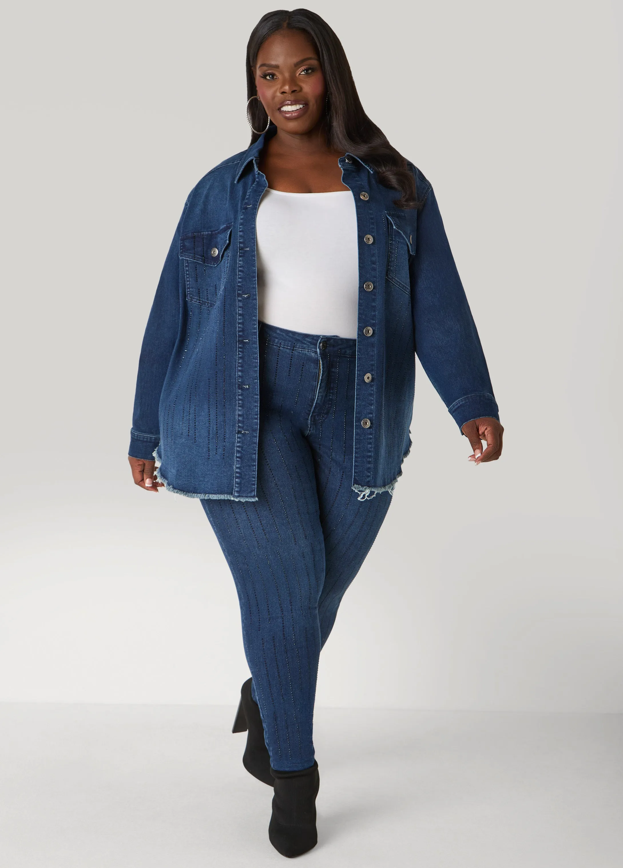 Crystal Mid Rise Skinny Jeans sold by Ashley Stewart product image thumbnail 5