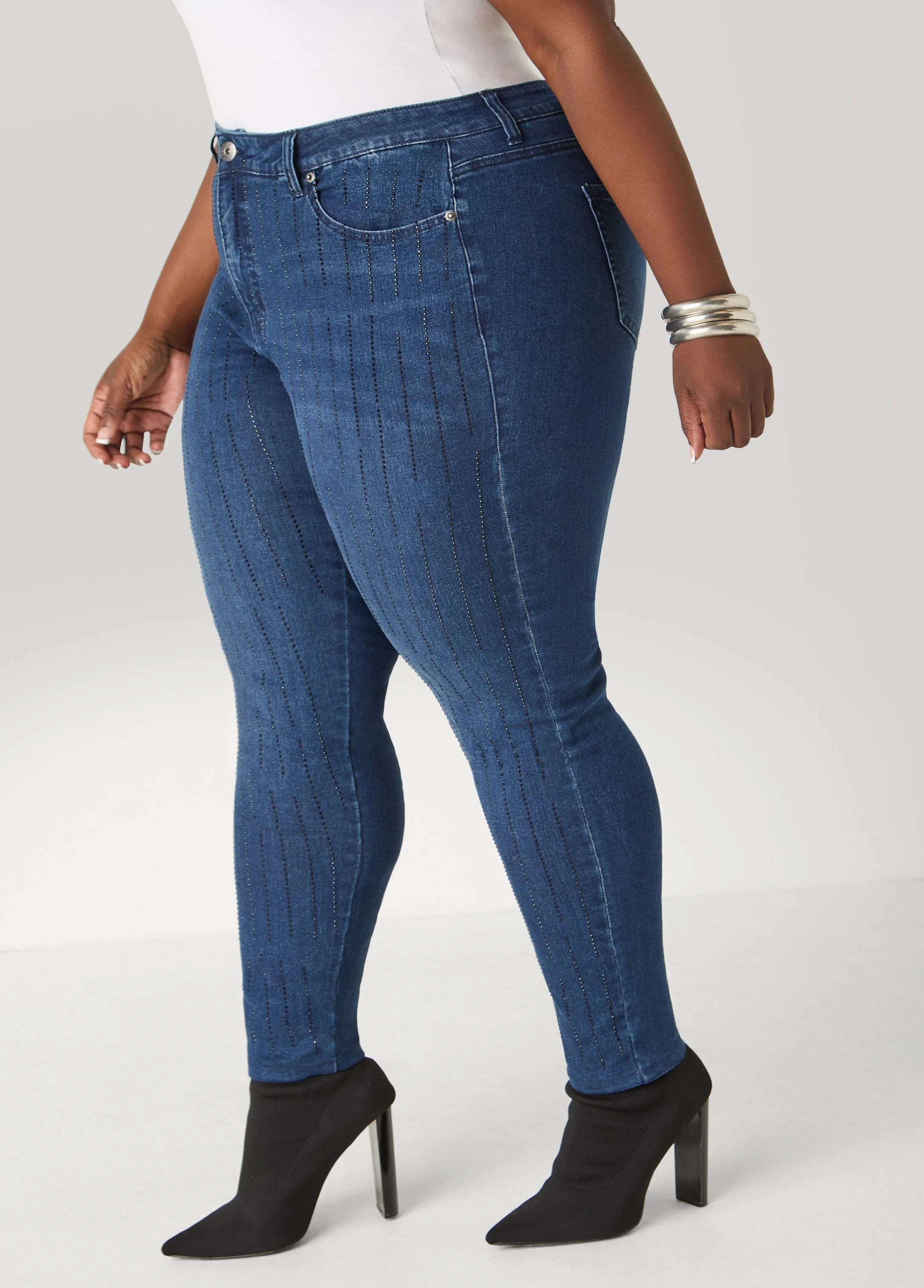 Crystal Mid Rise Skinny Jeans sold by Ashley Stewart product image thumbnail 4