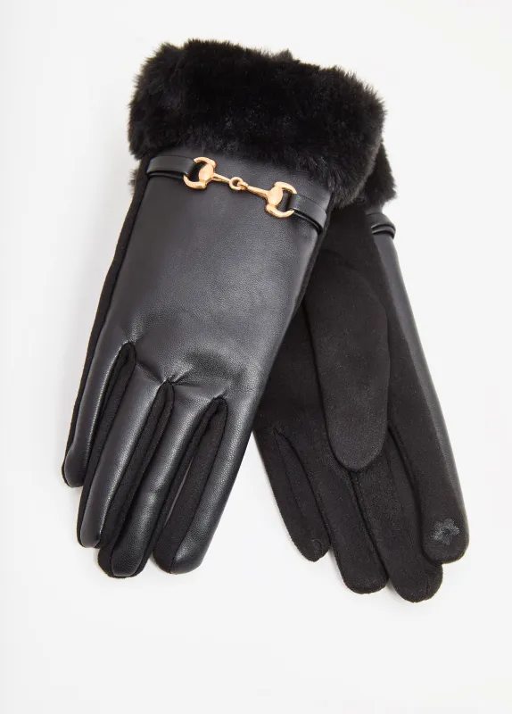 Horsebit Faux Leather Gloves sold by Ashley Stewart