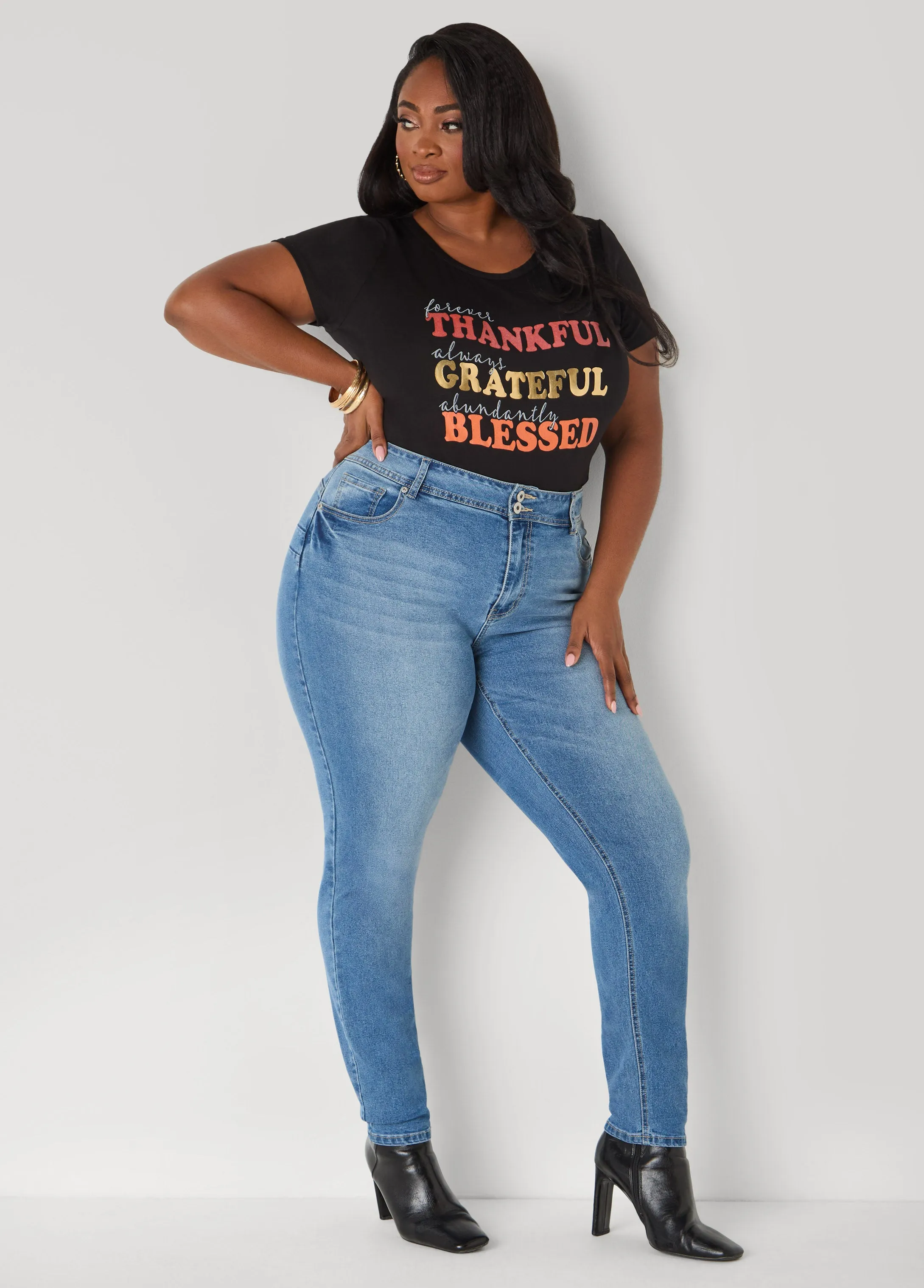 Thankful Metallic Graphic Tee sold by Ashley Stewart product image thumbnail 3