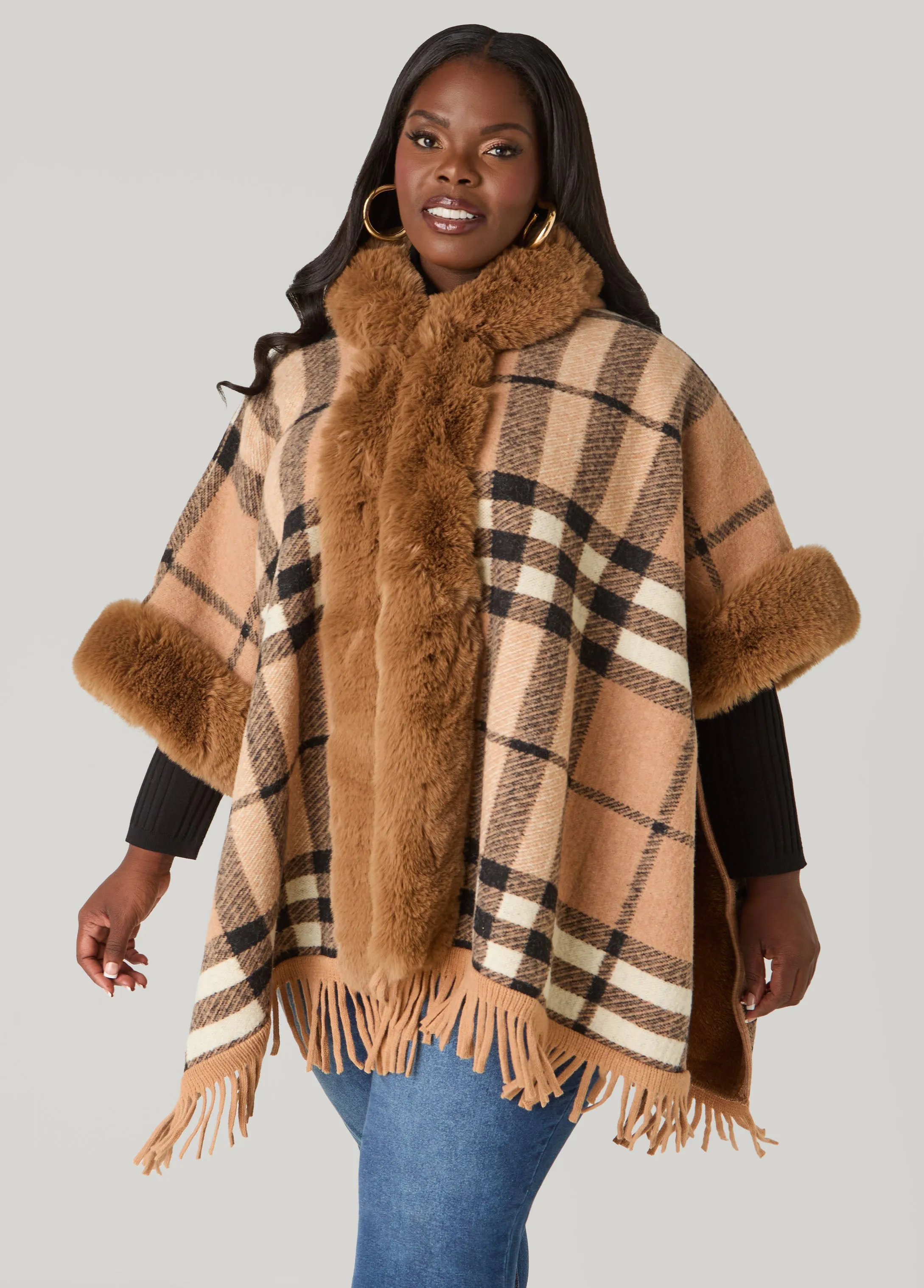 Adrienne Vittadini Checked Ruana sold by Ashley Stewart product image thumbnail 5