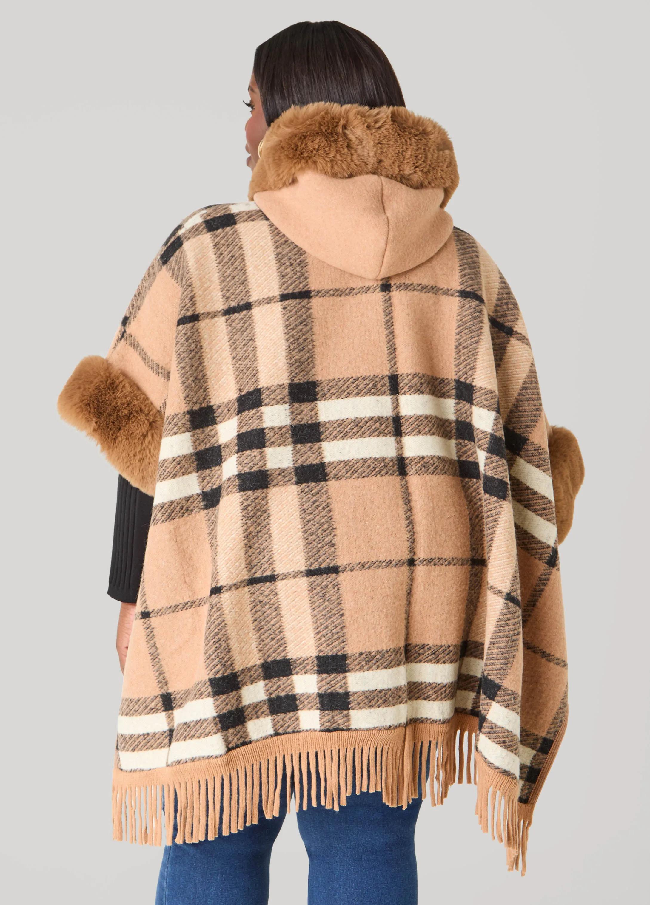 Adrienne Vittadini Checked Ruana sold by Ashley Stewart product image thumbnail 3