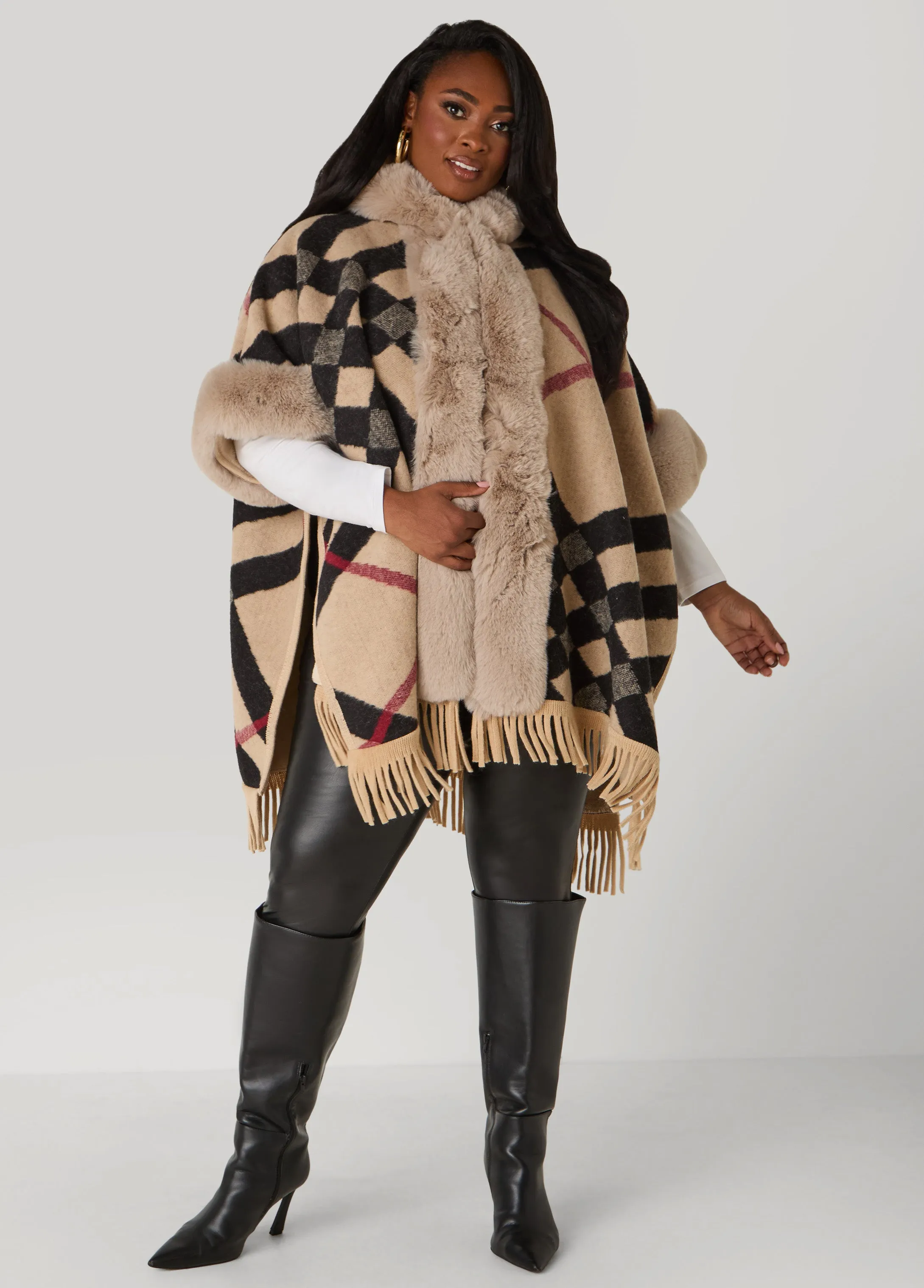 Adrienne Vittadini Plaid Ruana sold by Ashley Stewart