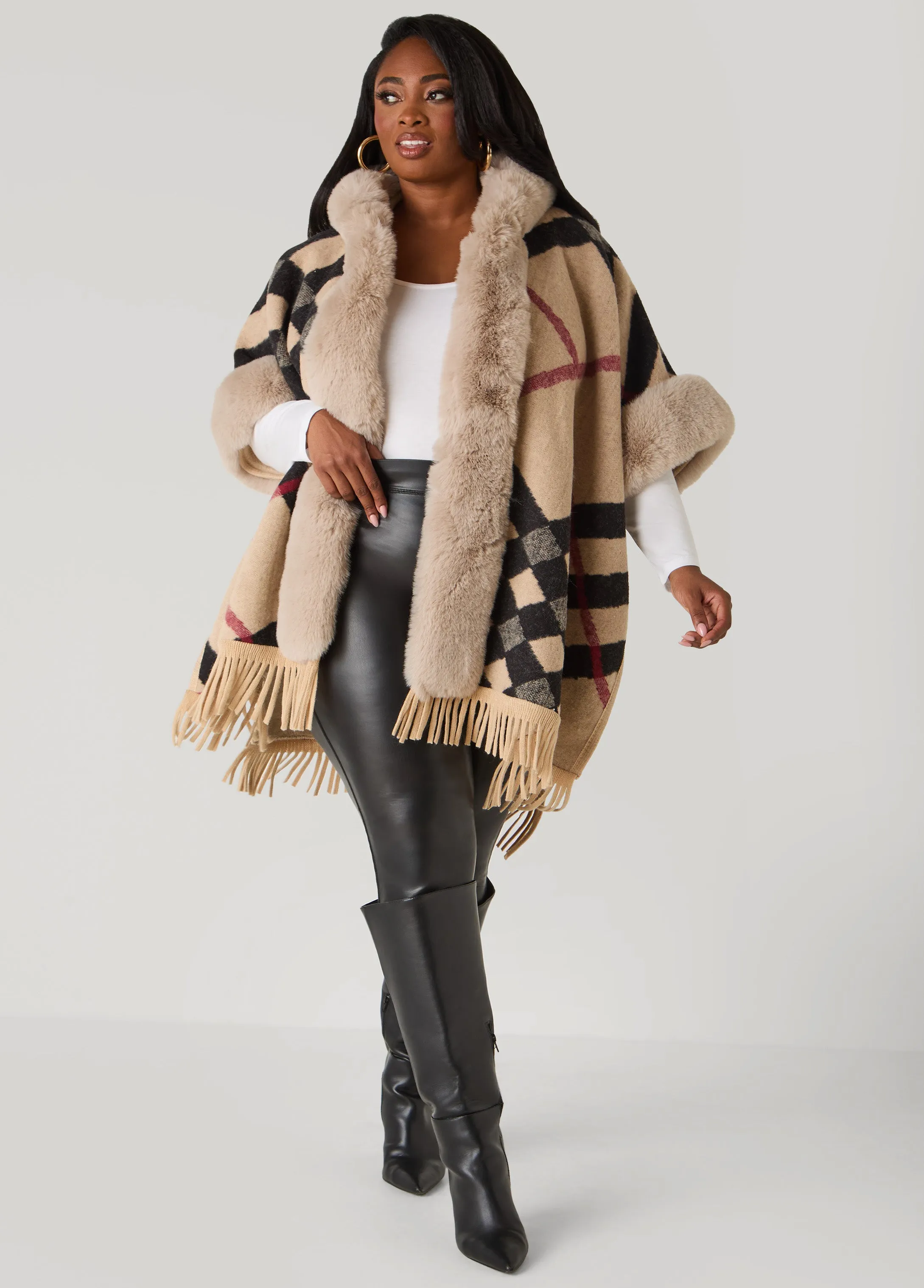 Adrienne Vittadini Plaid Ruana sold by Ashley Stewart product image thumbnail 3