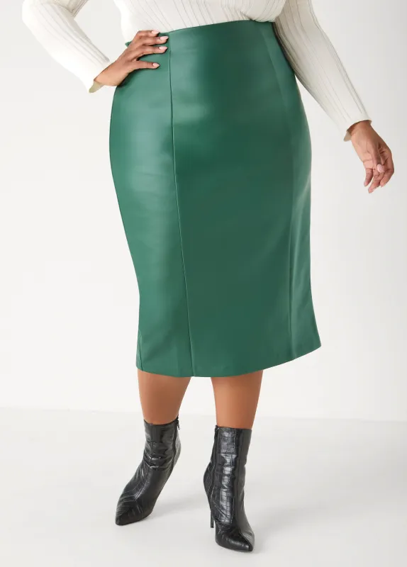 Pull On Faux Leather Pencil Skirt sold by Ashley Stewart