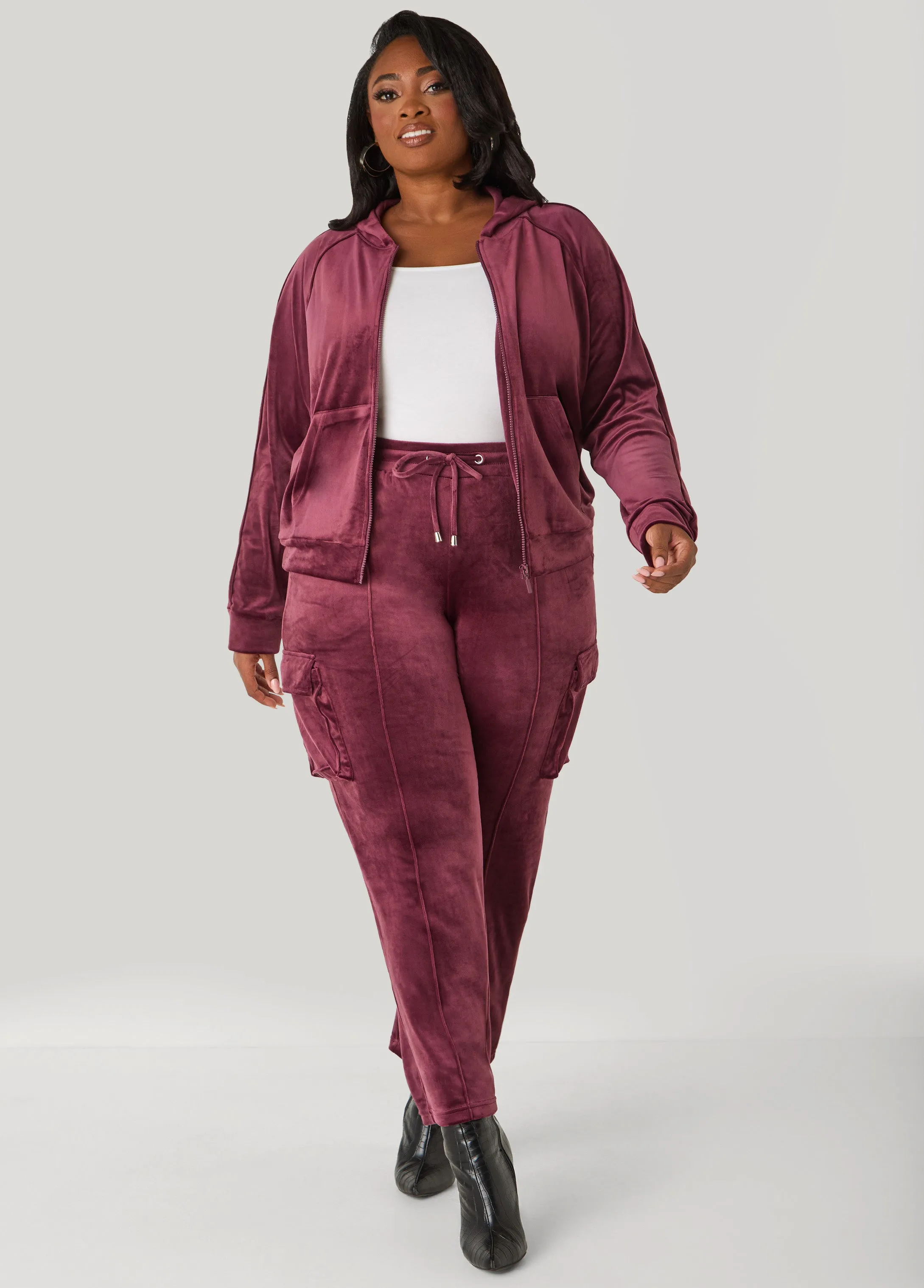 Pintucked Velour Track Pants sold by Ashley Stewart product image thumbnail 5