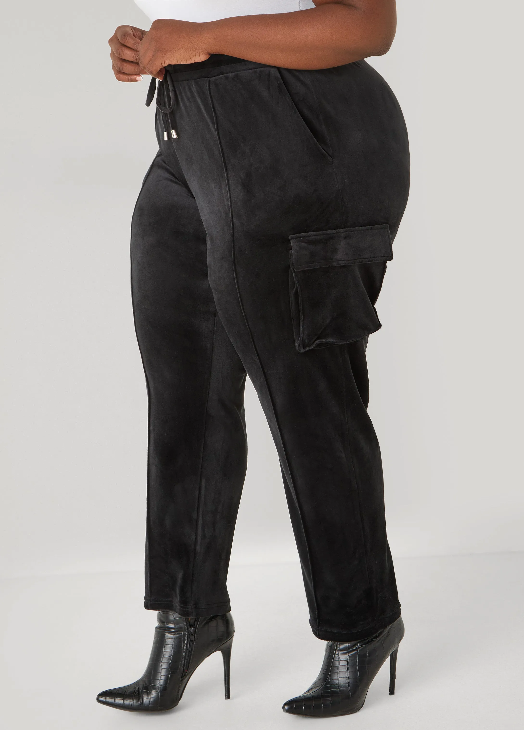 Pintucked Velour Track Pants sold by Ashley Stewart product image thumbnail 3