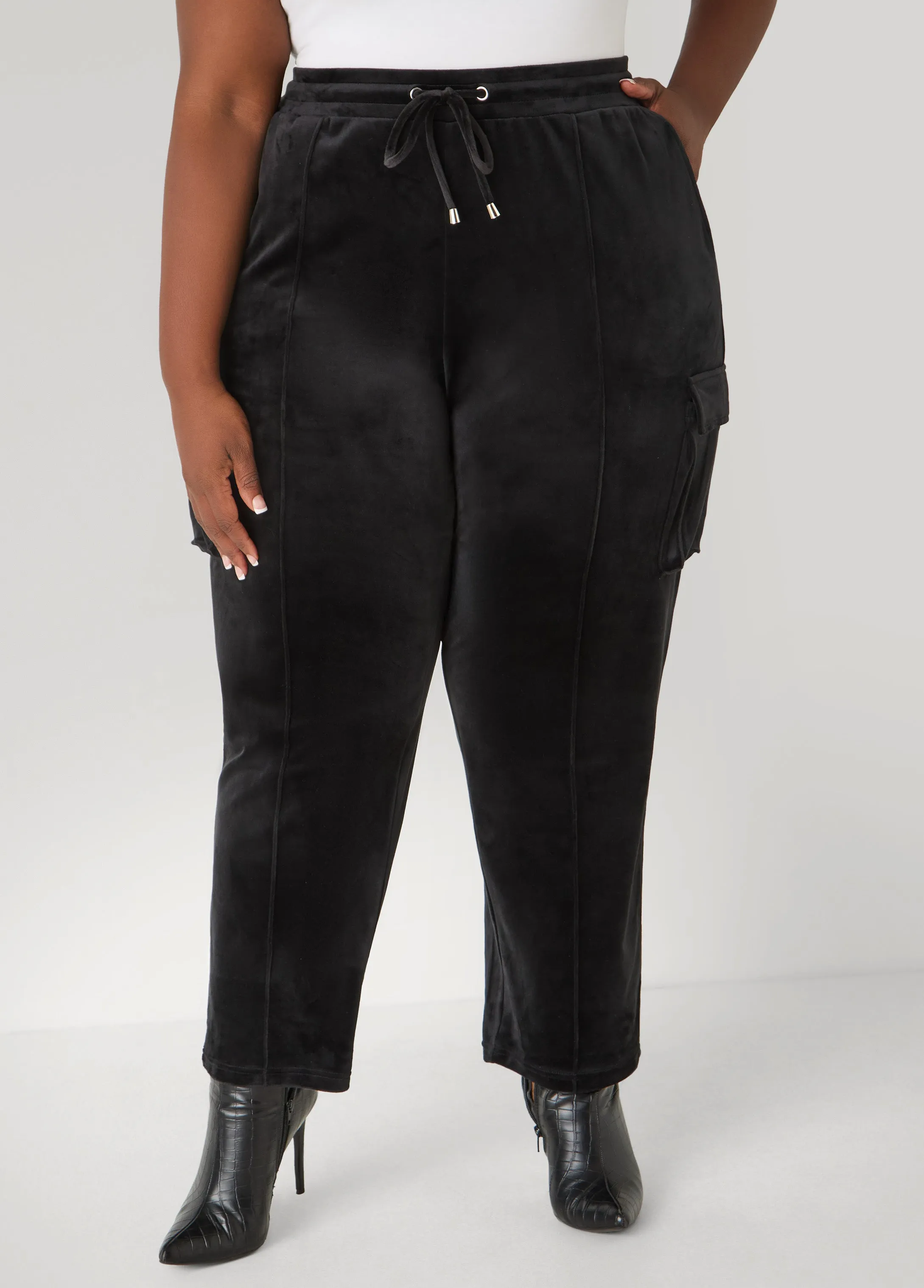 Pintucked Velour Track Pants sold by Ashley Stewart product image thumbnail 4